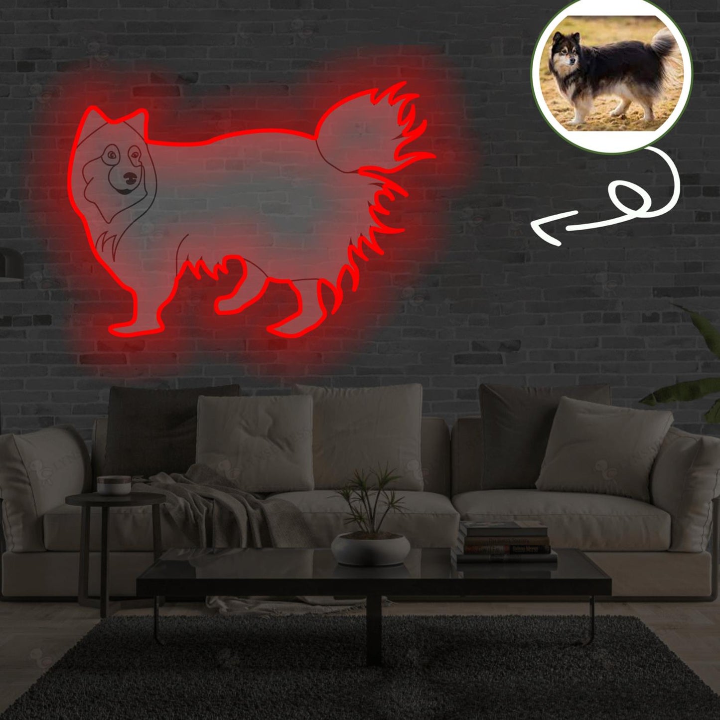 Custom Finnish lapphund Pop-Art Neon Sign with Your Dog's Photo - Personalized Pet Name Art - Unique Home Decor & Gift for Dog Lovers - Pet-Themed Lighting