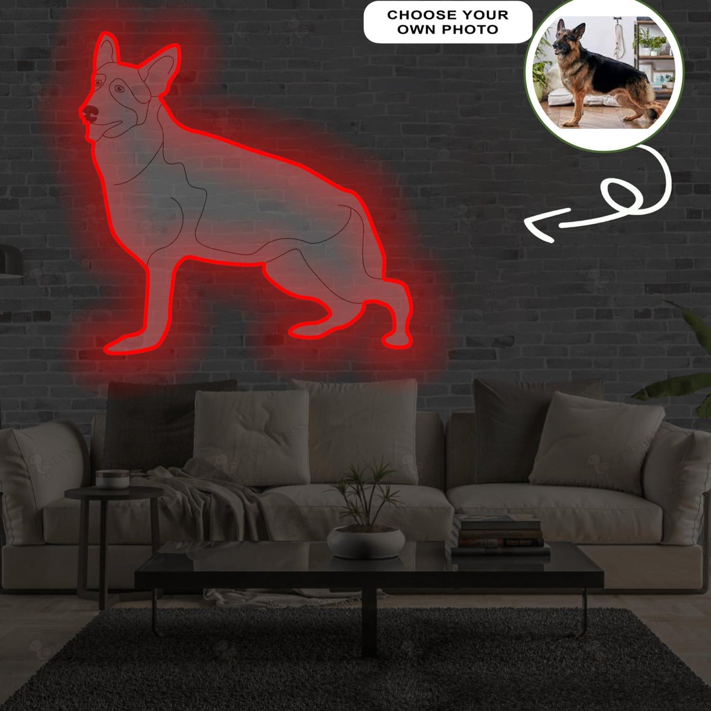 Custom German Shepherd Pop-Art Neon Sign with Your Dog's Photo - Personalized Pet Name Art - Unique Home Decor & Gift for Dog Lovers - Pet-Themed Lighting