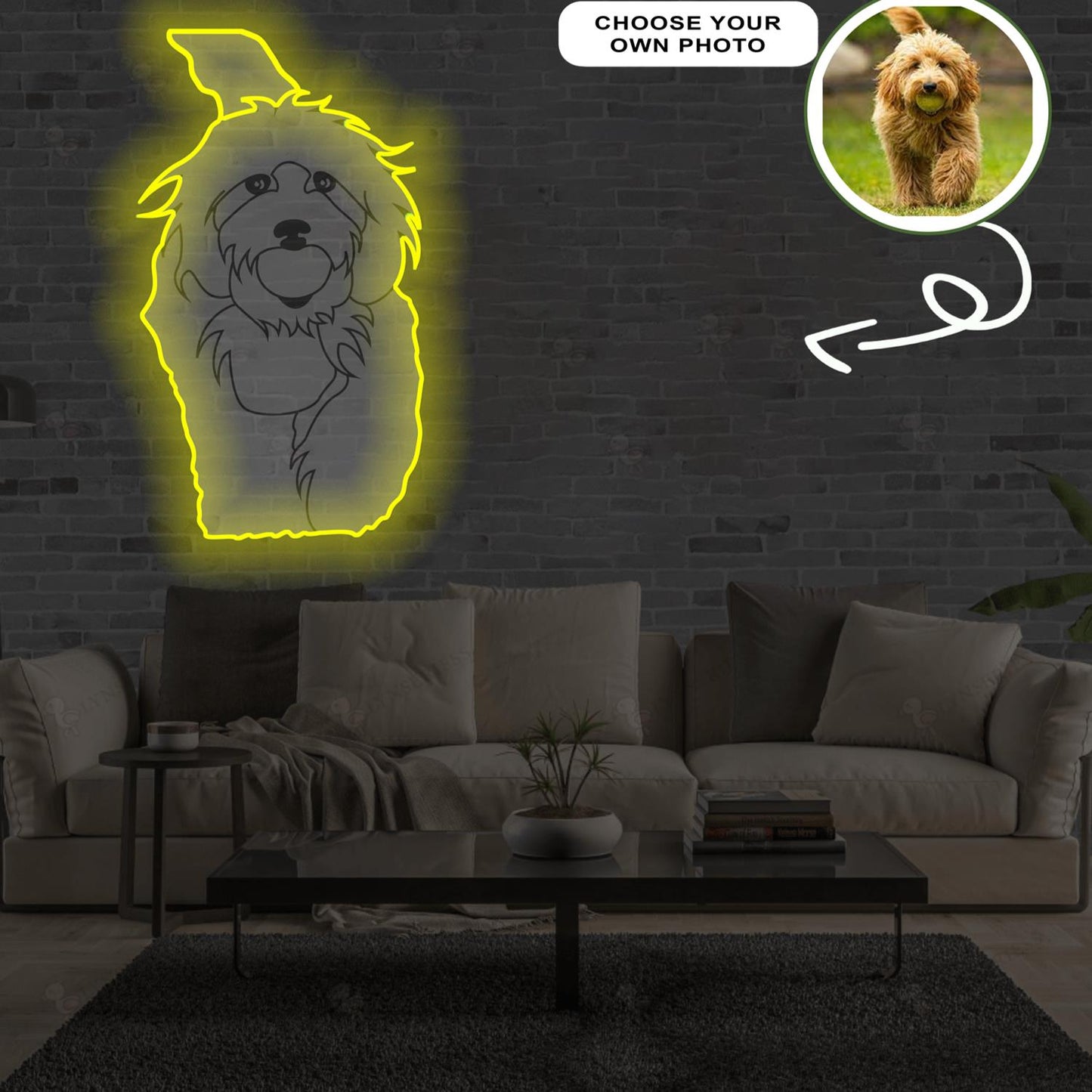 Custom Goldendoodle Pop-Art Neon Sign with Your Dog's Photo - Personalized Pet Name Art - Unique Home Decor & Gift for Dog Lovers - Pet-Themed Lighting