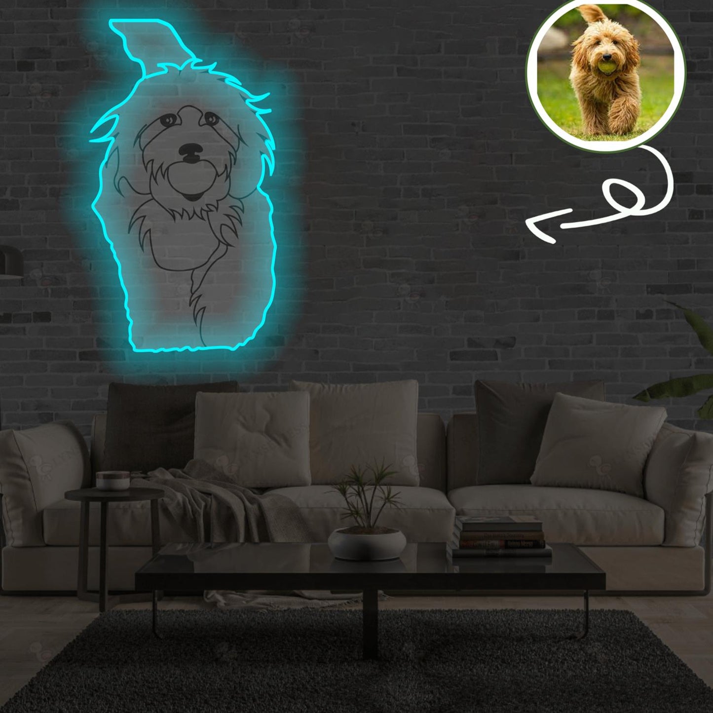 Custom Goldendoodle Pop-Art Neon Sign with Your Dog's Photo - Personalized Pet Name Art - Unique Home Decor & Gift for Dog Lovers - Pet-Themed Lighting