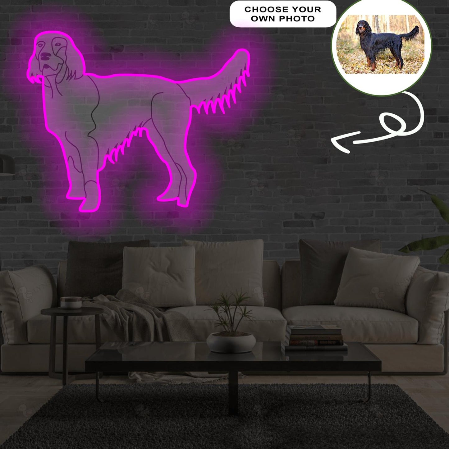 Custom Gordon setter Pop-Art Neon Sign with Your Dog's Photo - Personalized Pet Name Art - Unique Home Decor & Gift for Dog Lovers - Pet-Themed Lighting