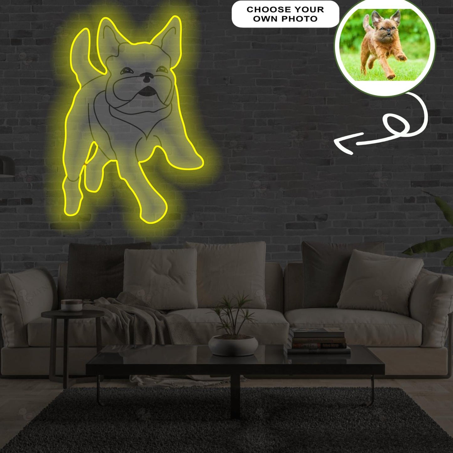 Custom Griffon bruxellois Pop-Art Neon Sign with Your Dog's Photo - Personalized Pet Name Art - Unique Home Decor & Gift for Dog Lovers - Pet-Themed Lighting