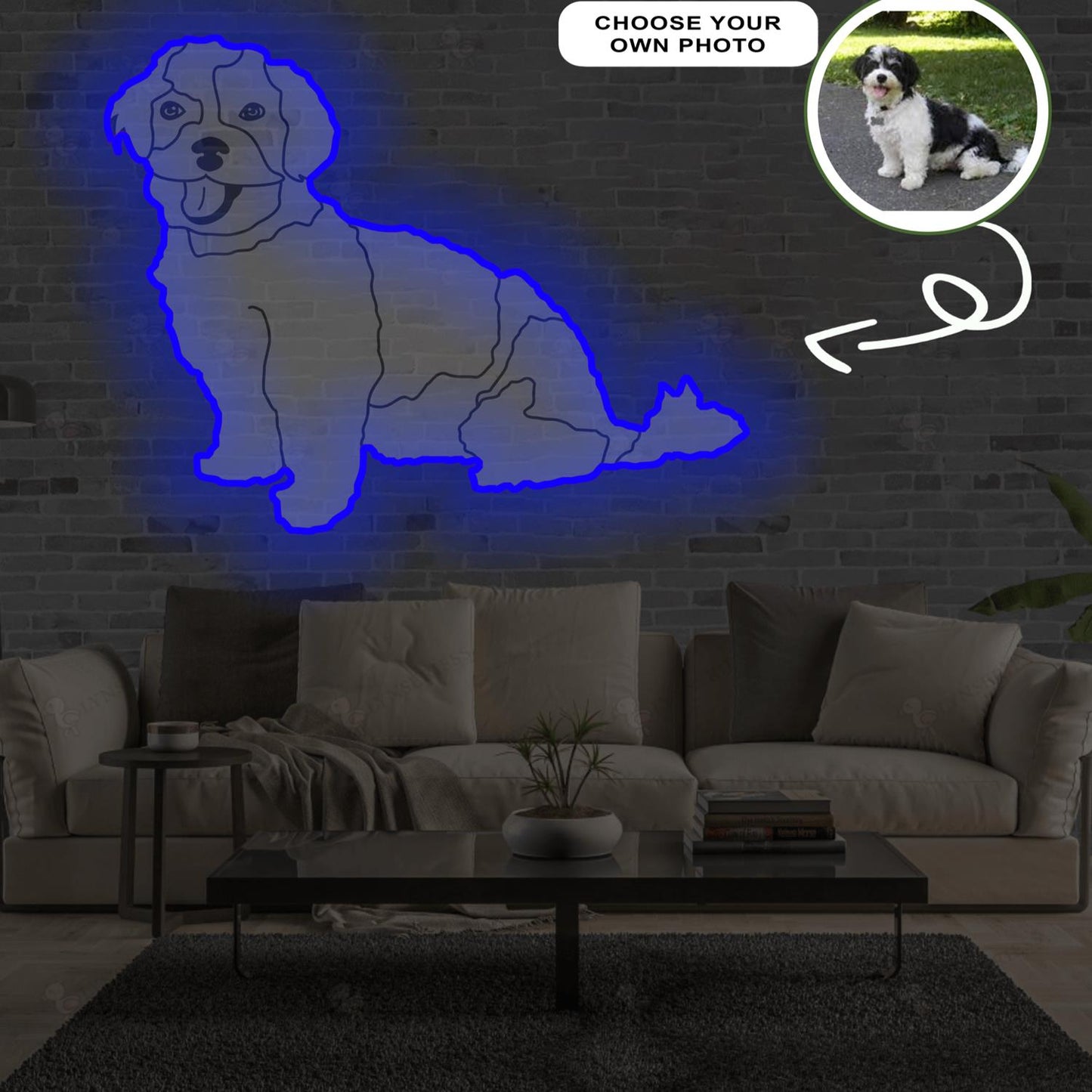 Custom Hawanese Pop-Art Neon Sign with Your Dog's Photo - Personalized Pet Name Art - Unique Home Decor & Gift for Dog Lovers - Pet-Themed Lighting