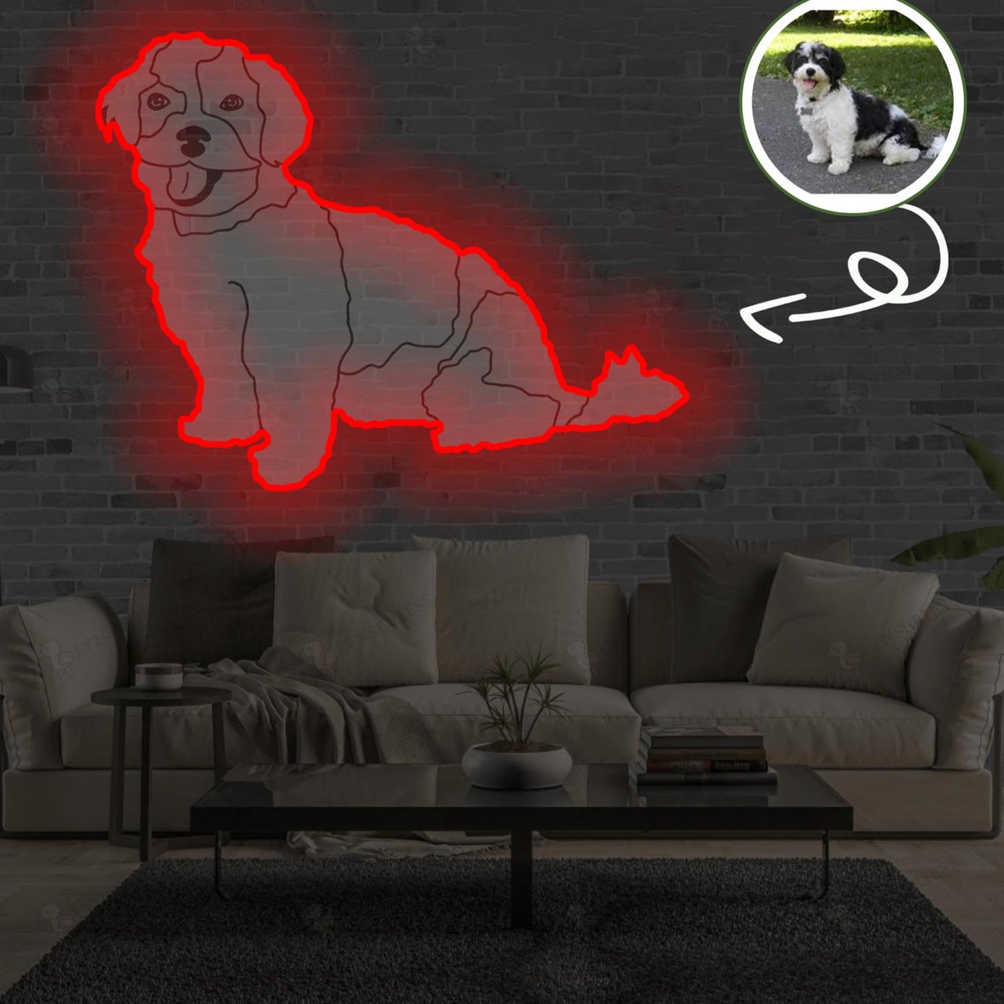 Custom Hawanese Pop-Art Neon Sign with Your Dog's Photo - Personalized Pet Name Art - Unique Home Decor & Gift for Dog Lovers - Pet-Themed Lighting