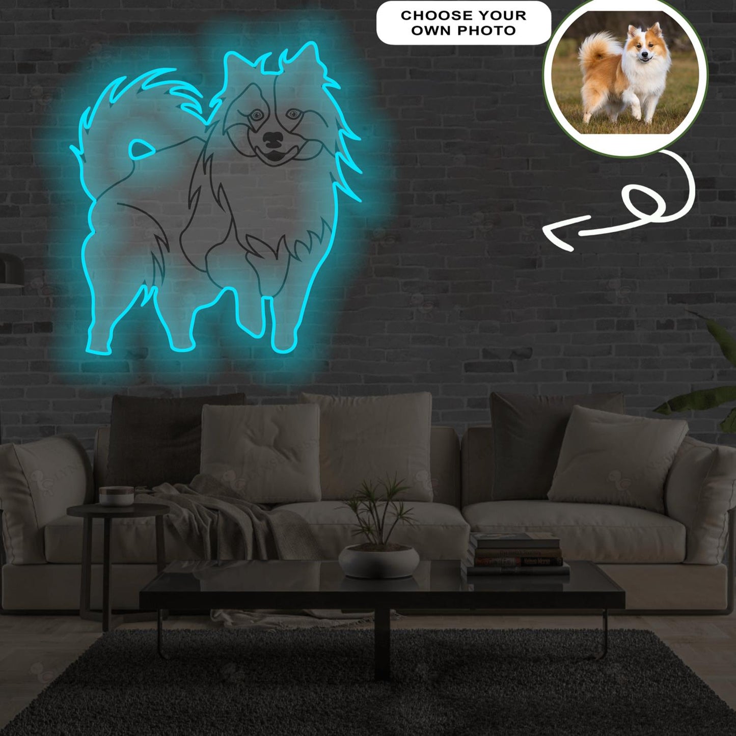 Custom Icelandic sheepdog Pop-Art Neon Sign with Your Dog's Photo - Personalized Pet Name Art - Unique Home Decor & Gift for Dog Lovers - Pet-Themed Lighting