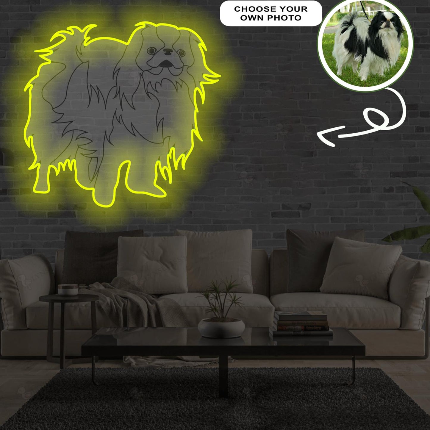 Custom Japanese chin Pop-Art Neon Sign with Your Dog's Photo - Personalized Pet Name Art - Unique Home Decor & Gift for Dog Lovers - Pet-Themed Lighting