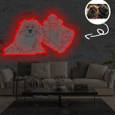 Custom Leonberger Pop-Art Neon Sign with Your Dog's Photo - Personalized Pet Name Art - Unique Home Decor & Gift for Dog Lovers - Pet-Themed Lighting