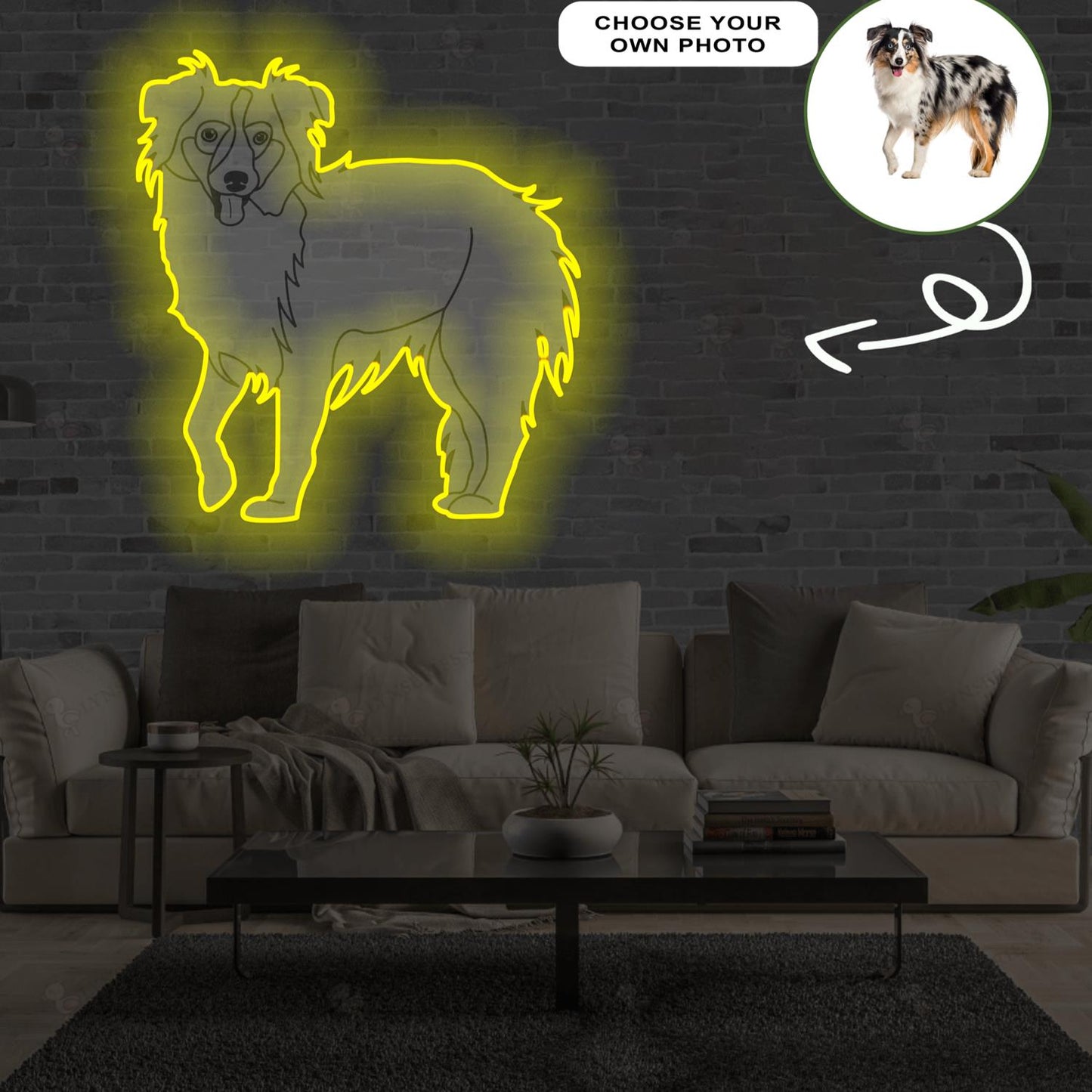 Custom Miniature American shepherd Pop-Art Neon Sign with Your Dog's Photo - Personalized Pet Name Art - Unique Home Decor & Gift for Dog Lovers - Pet-Themed Lighting
