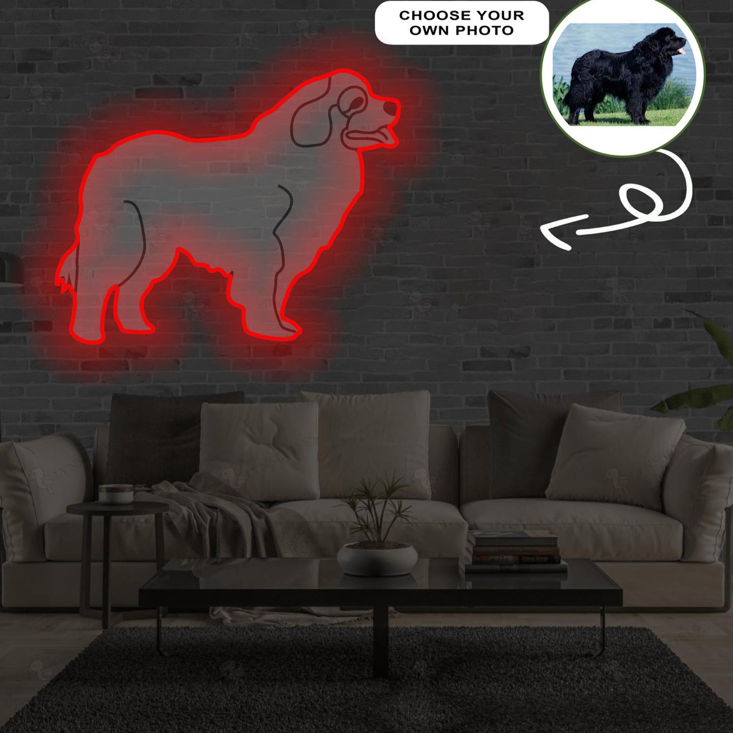 Custom Newfoundland Pop-Art Neon Sign with Your Dog's Photo - Personalized Pet Name Art - Unique Home Decor & Gift for Dog Lovers - Pet-Themed Lighting