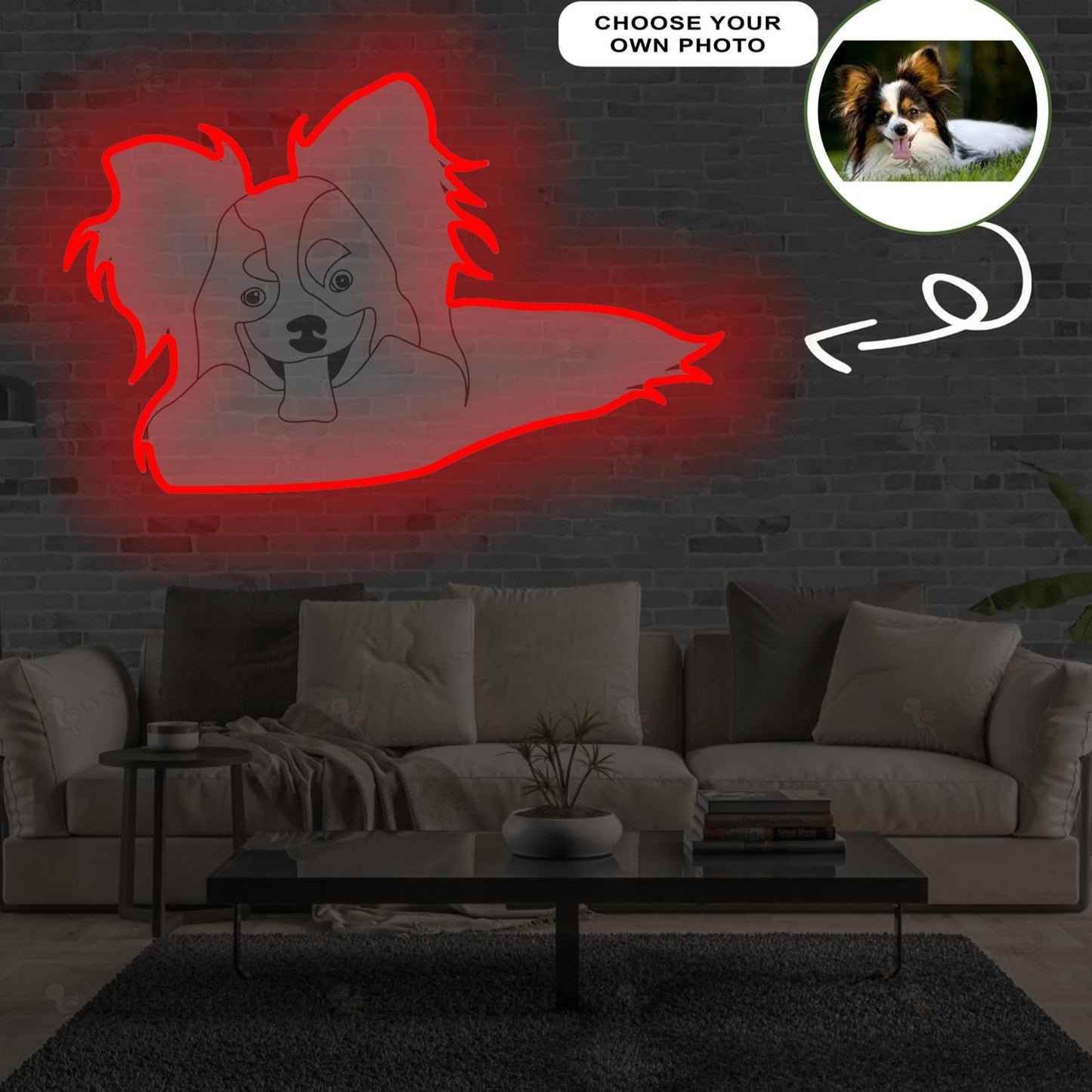 Custom Papillon Pop-Art Neon Sign with Your Dog's Photo - Personalized Pet Name Art - Unique Home Decor & Gift for Dog Lovers - Pet-Themed Lighting
