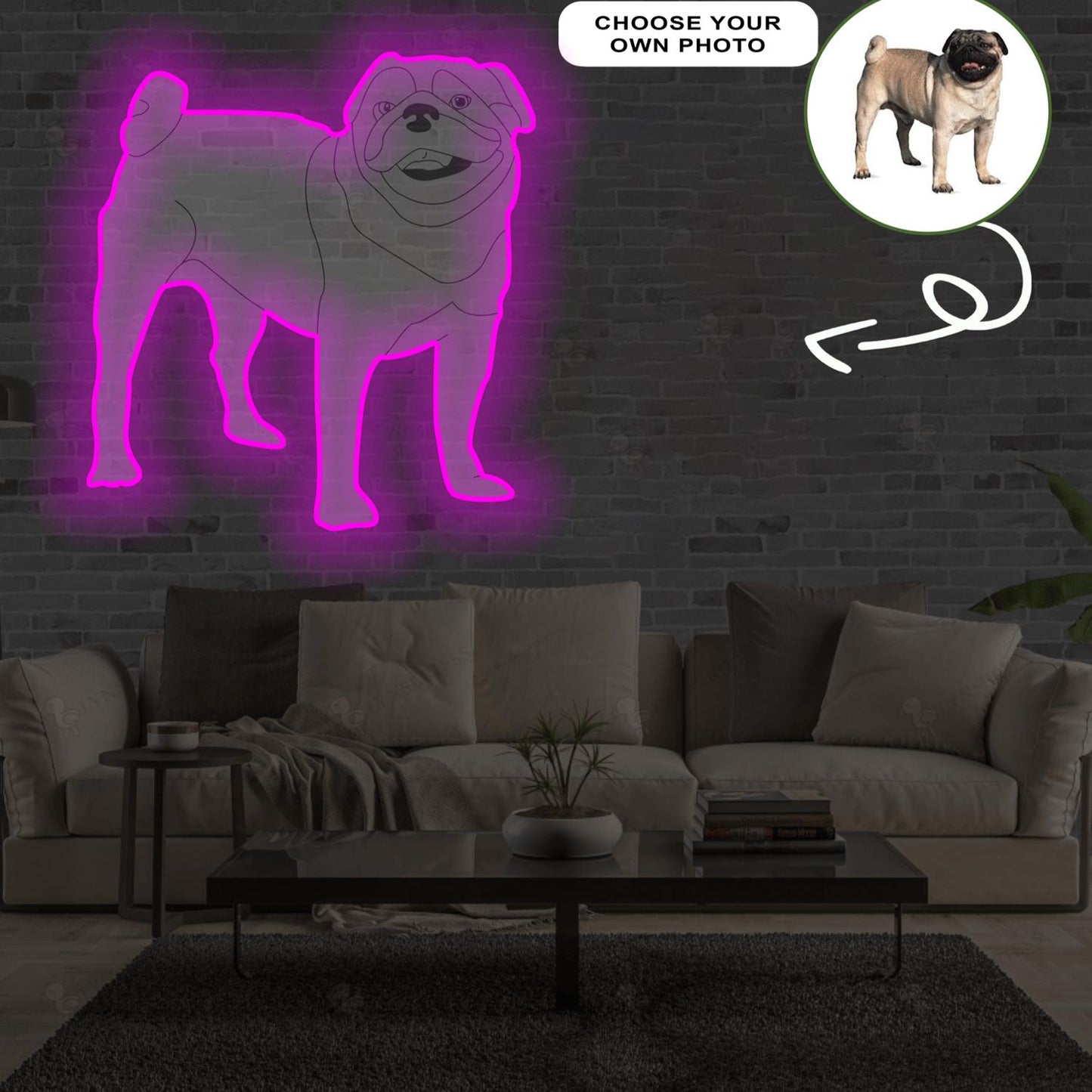 Custom Pug Pop-Art Neon Sign with Your Dog's Photo - Personalized Pet Name Art - Unique Home Decor & Gift for Dog Lovers - Pet-Themed Lighting