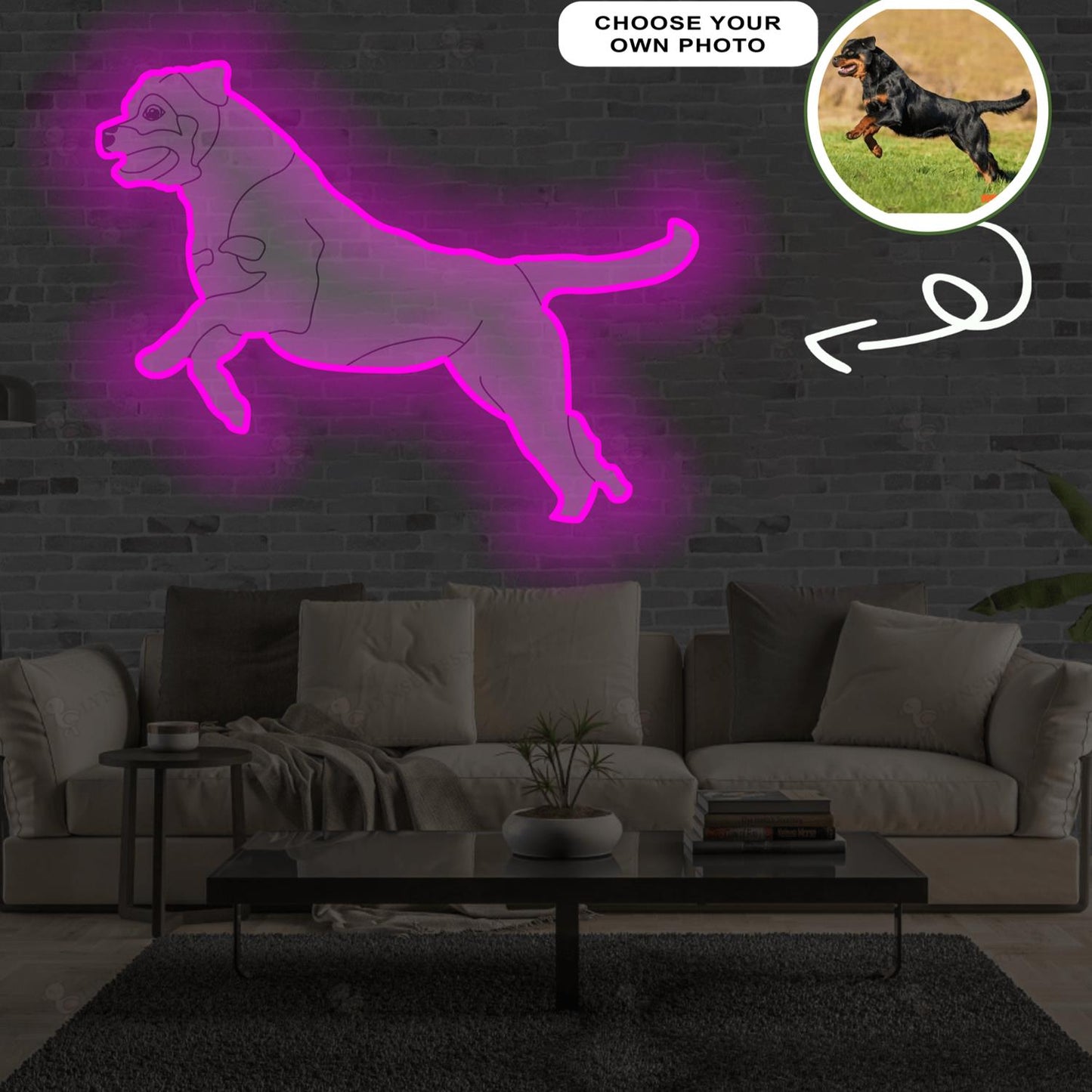 Custom Rottweiler Pop-Art Neon Sign with Your Dog's Photo - Personalized Pet Name Art - Unique Home Decor & Gift for Dog Lovers - Pet-Themed Lighting