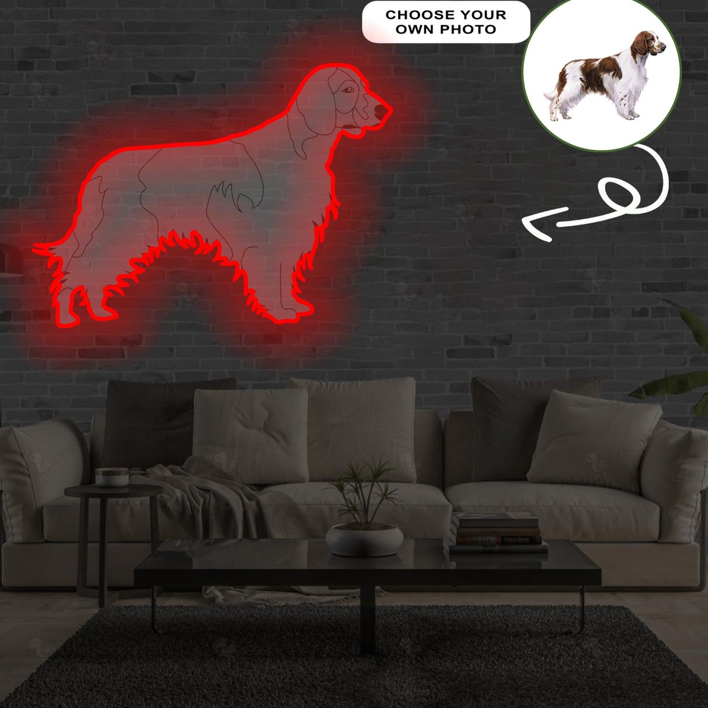 Custom Spaniel welsh springer Pop-Art Neon Sign with Your Dog's Photo - Personalized Pet Name Art - Unique Home Decor & Gift for Dog Lovers - Pet-Themed Lighting