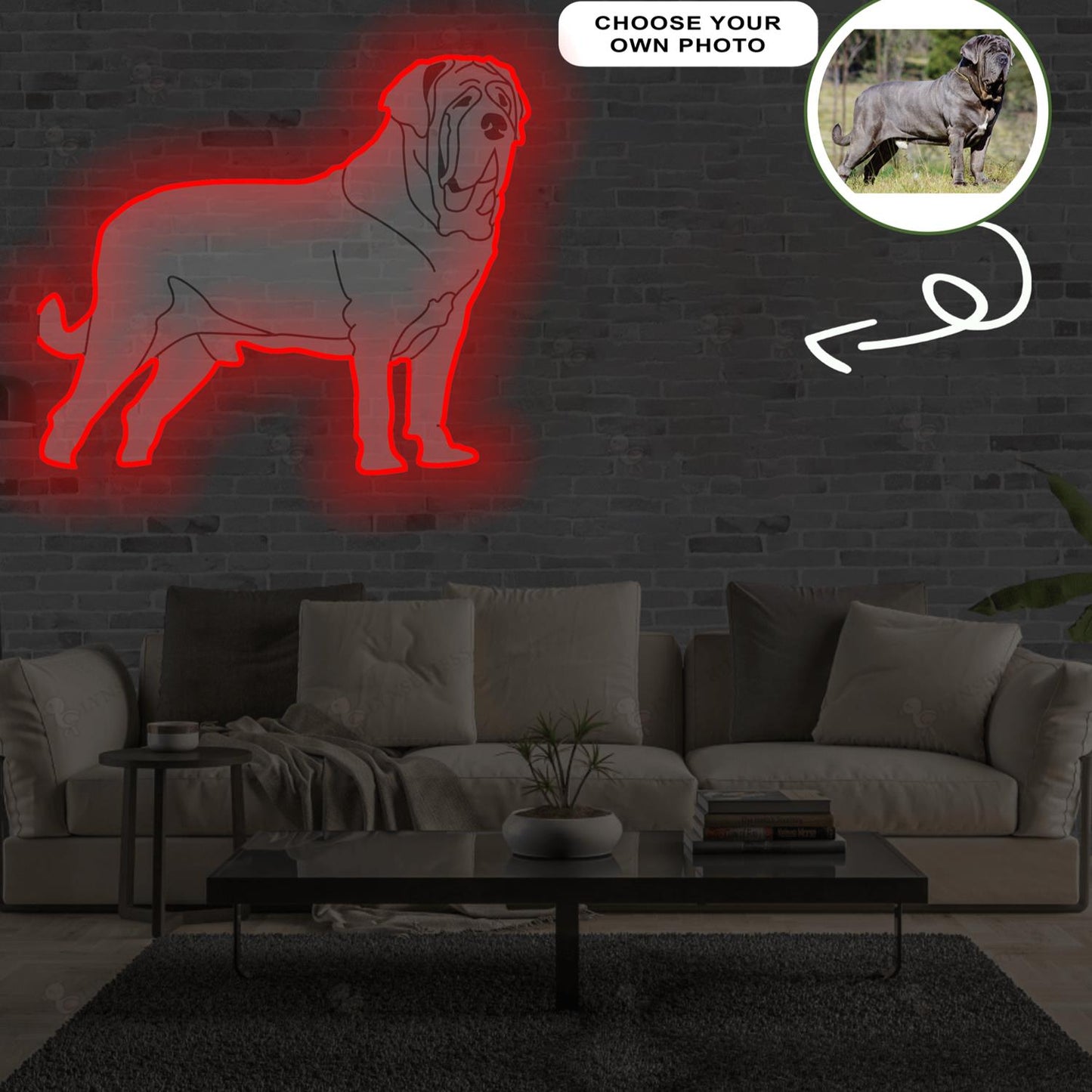 Custom Spanish mastiff Pop-Art Neon Sign with Your Dog's Photo - Personalized Pet Name Art - Unique Home Decor & Gift for Dog Lovers - Pet-Themed Lighting