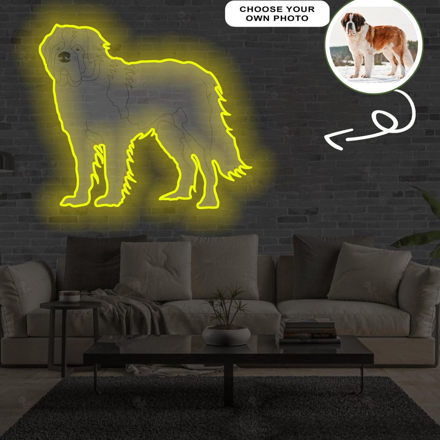 Custom St. bernard Pop-Art Neon Sign with Your Dog's Photo - Personalized Pet Name Art - Unique Home Decor & Gift for Dog Lovers - Pet-Themed Lighting