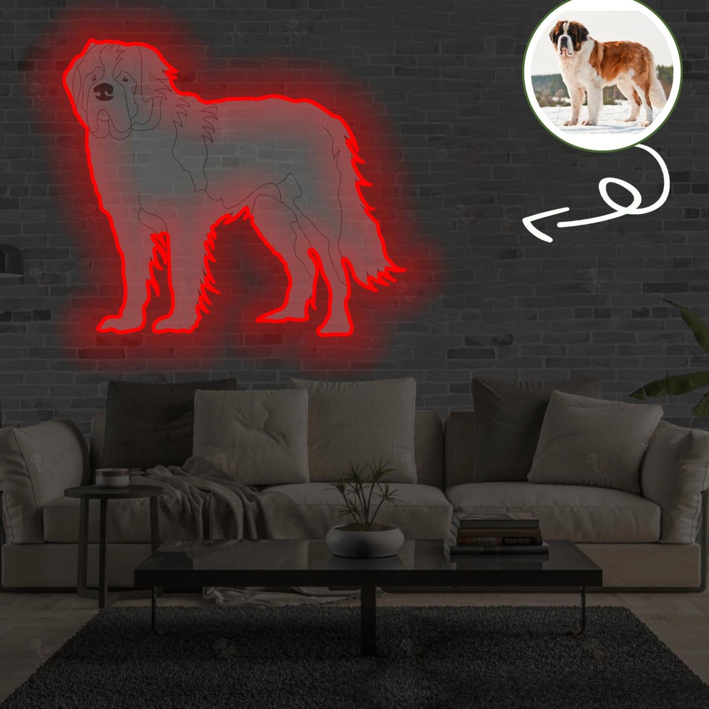 Custom St. bernard Pop-Art Neon Sign with Your Dog's Photo - Personalized Pet Name Art - Unique Home Decor & Gift for Dog Lovers - Pet-Themed Lighting
