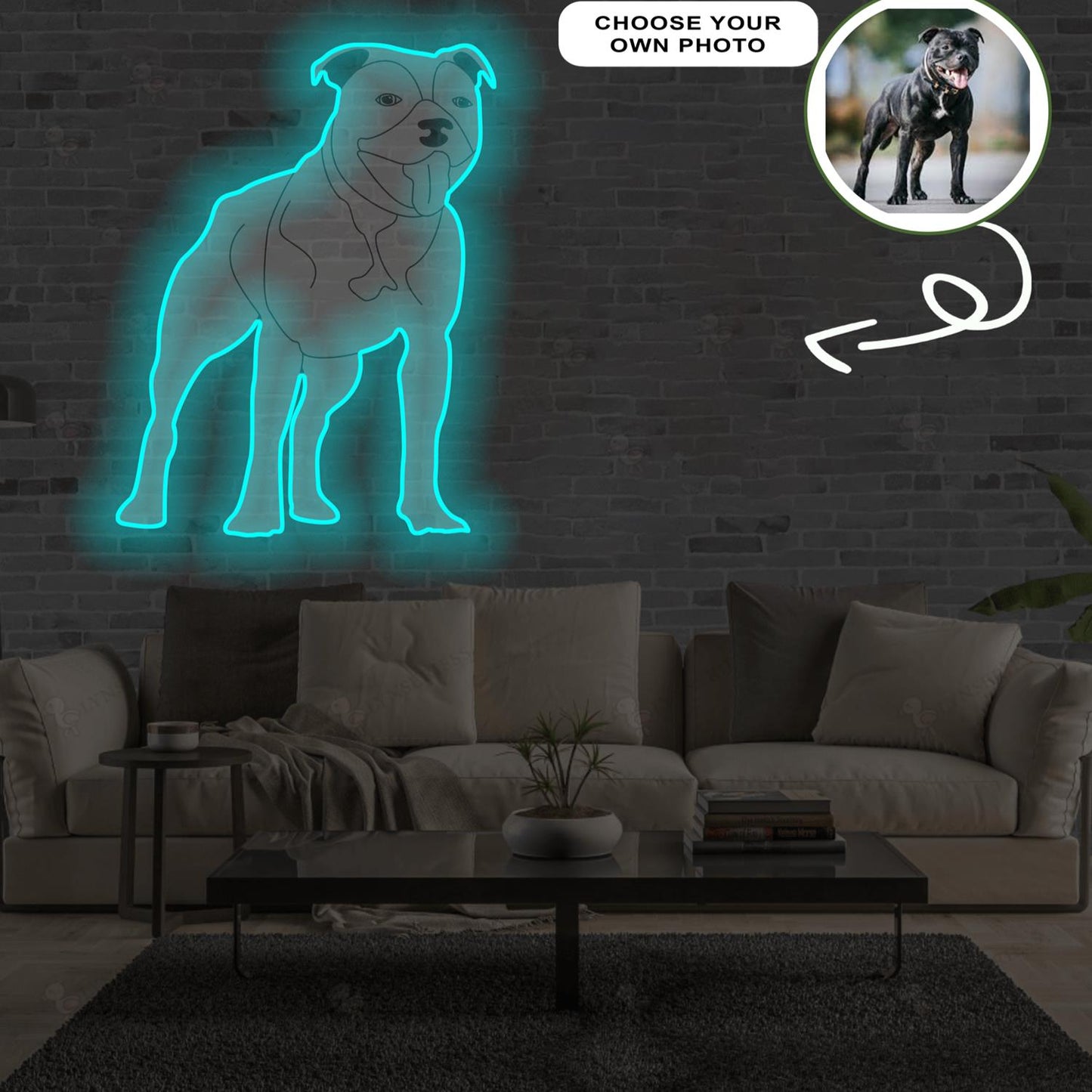 Custom Staffordshire bull terrier Pop-Art Neon Sign with Your Dog's Photo - Personalized Pet Name Art - Unique Home Decor & Gift for Dog Lovers - Pet-Themed Lighting