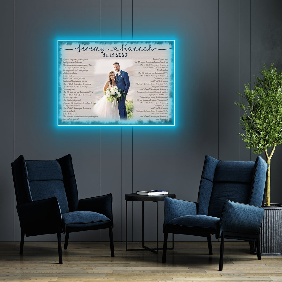 Lyrics Song Wedding Anniversary Couple Gift Photo Personalized Led Neon Signs Acrylic Artwork