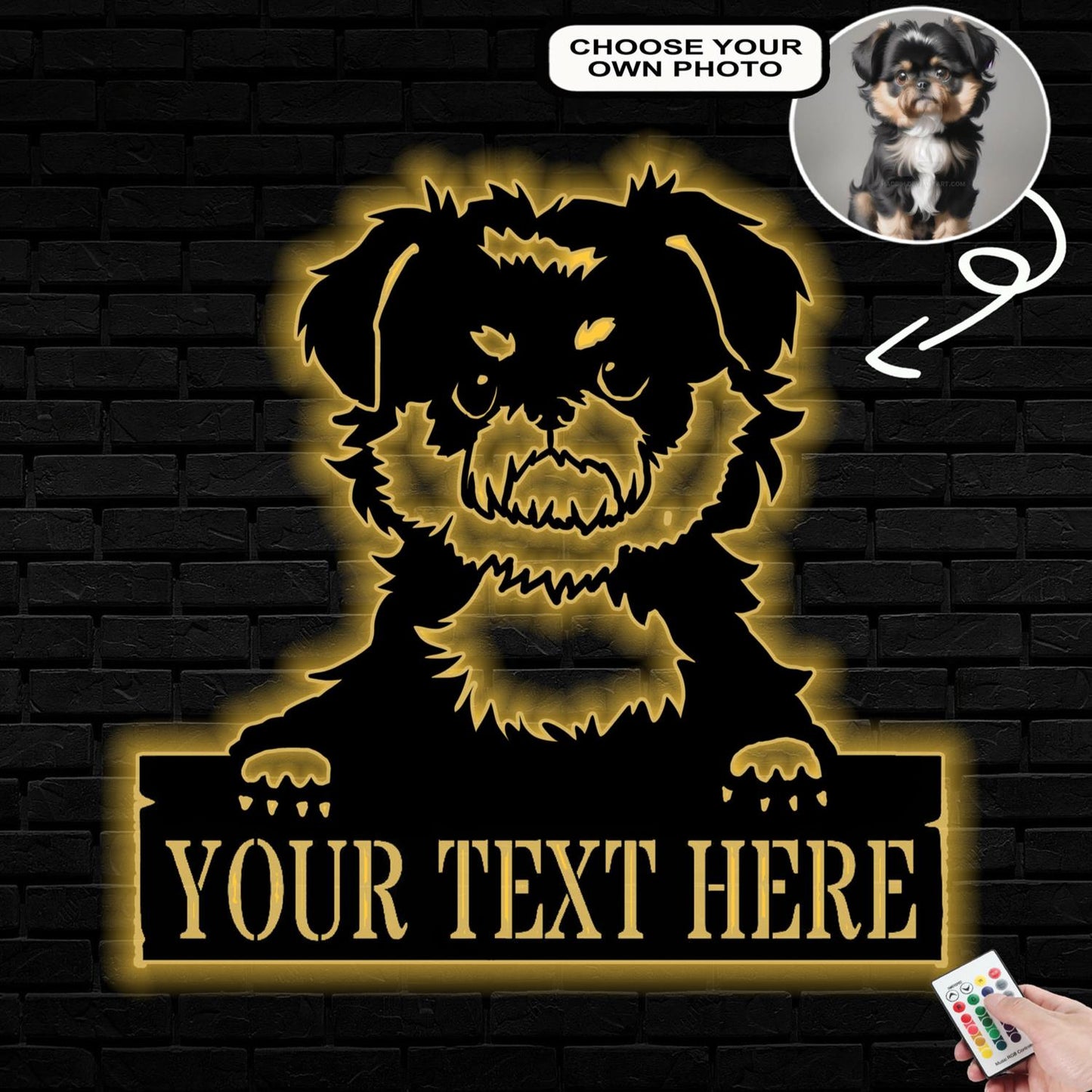 Personalized Affenpinscher Dog Metal Sign Led Lights Custom Name Photo