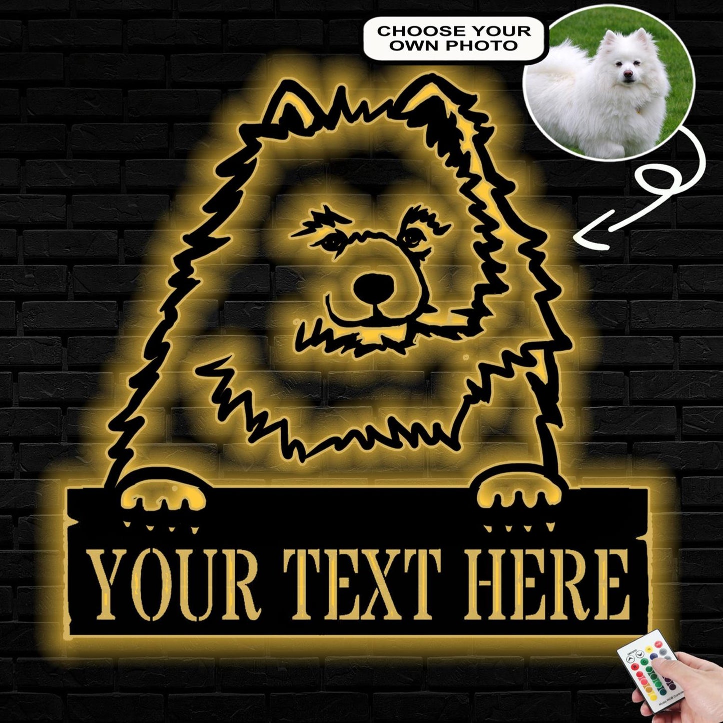 Personalized American eskimos Dog Metal Sign Led Lights Custom Name Photo