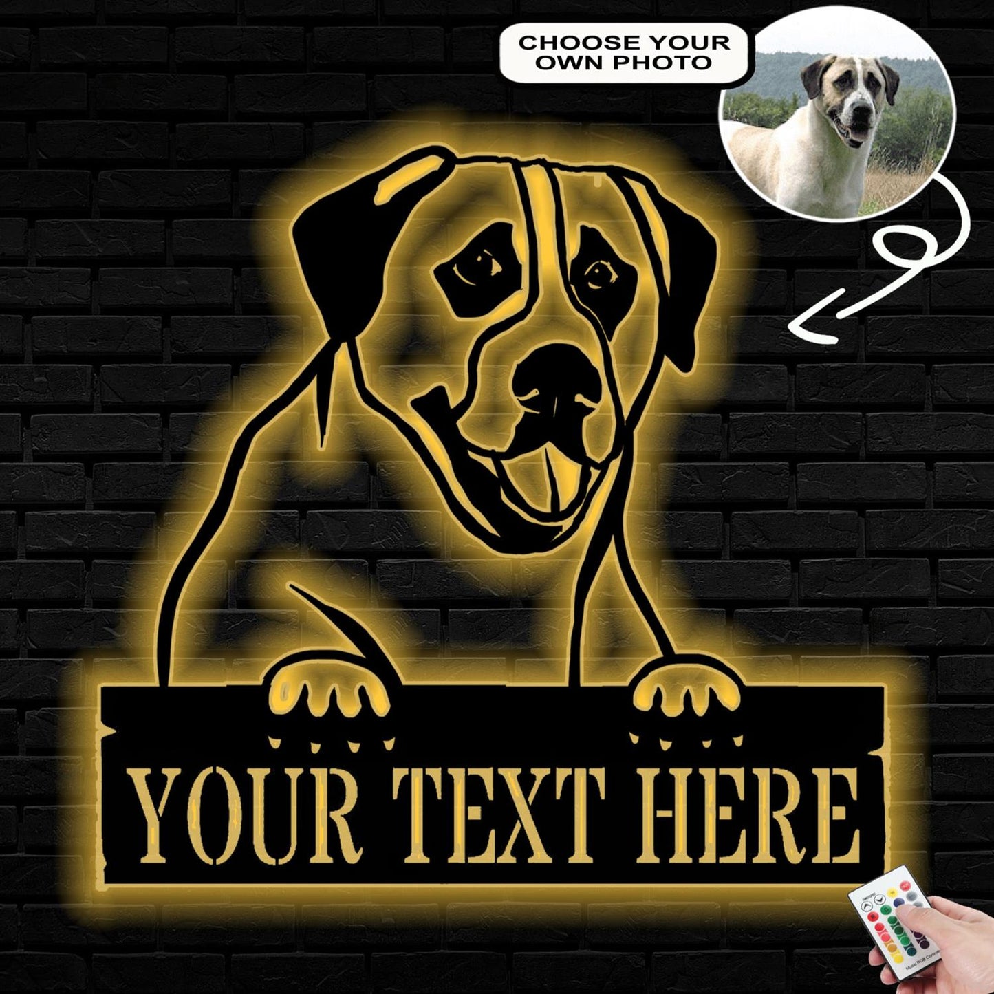 Personalized Anatolian shepherd Dog Metal Sign Led Lights Custom Name Photo