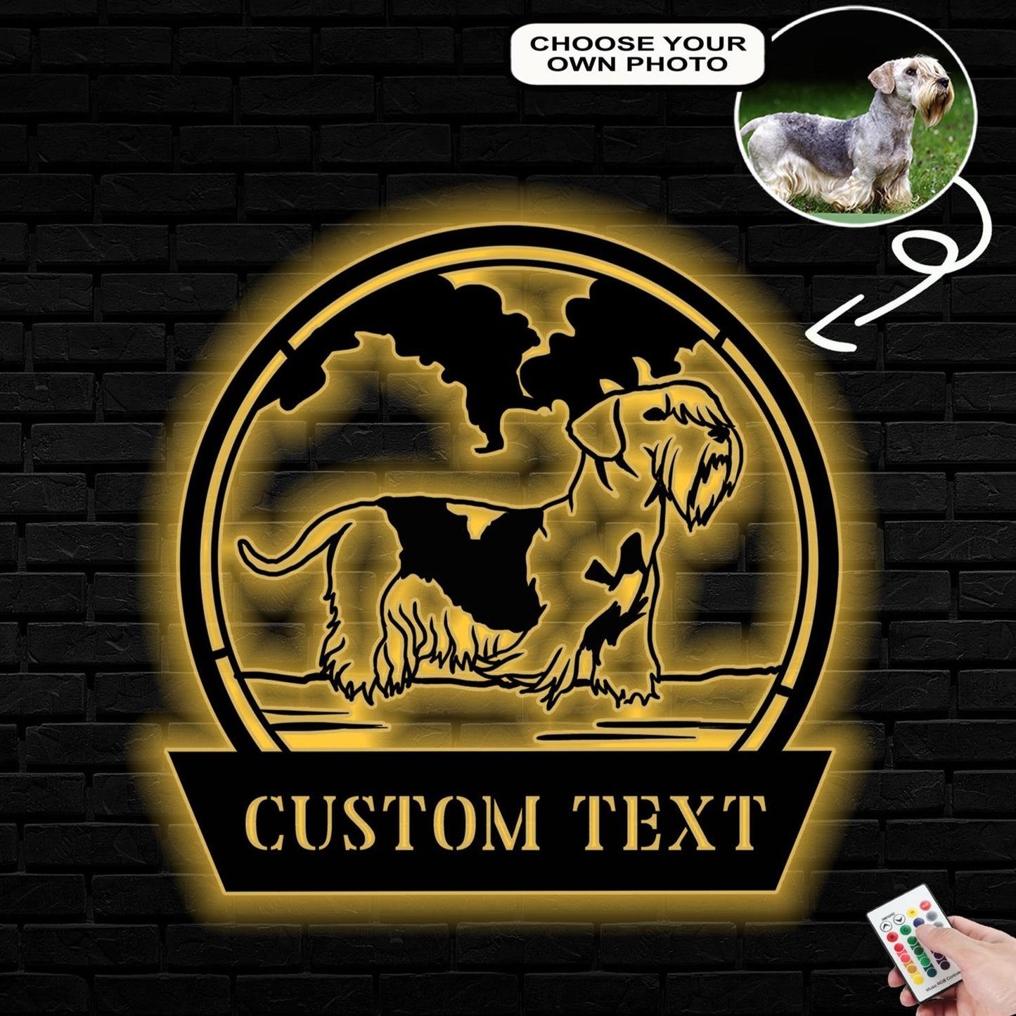 Personalized Czech terrier 2 Dog Metal Sign Led Lights Custom Name Photo