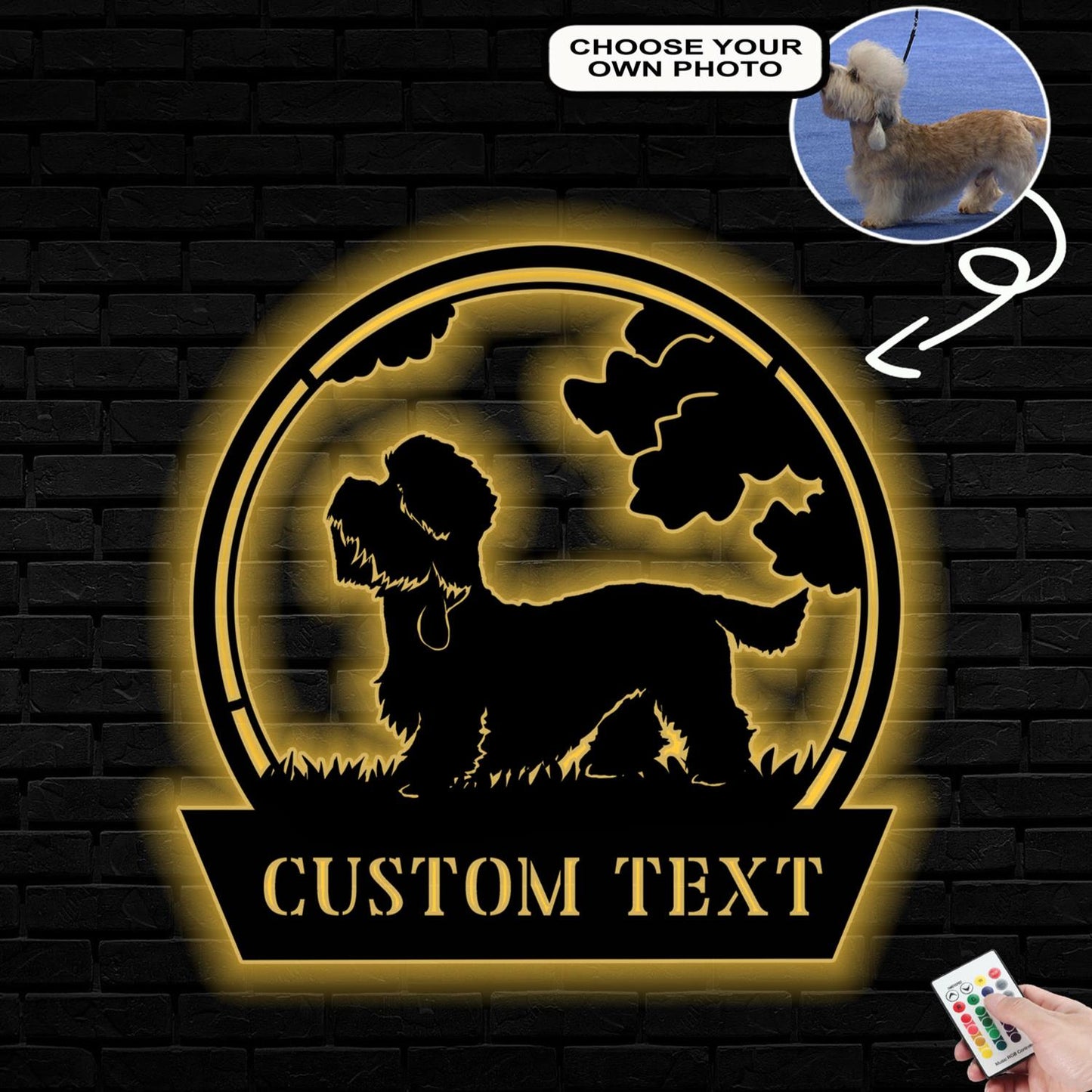 Personalized Dandie dinmont terrier Dog Metal Sign Led Lights Custom Name Photo