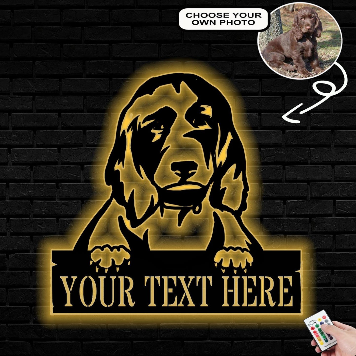 Personalized Field spaniel Dog Metal Sign Led Lights Custom Name Photo