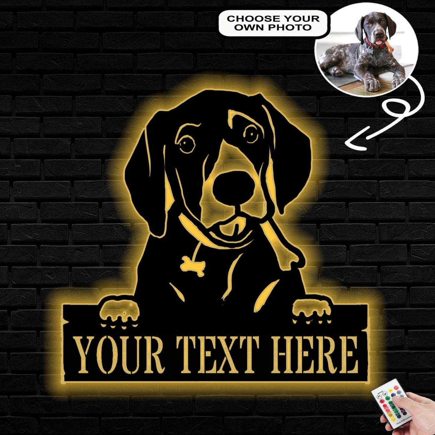 Personalized German Shorthaired Pointer Dog Metal Sign Led Lights Custom Name Photo