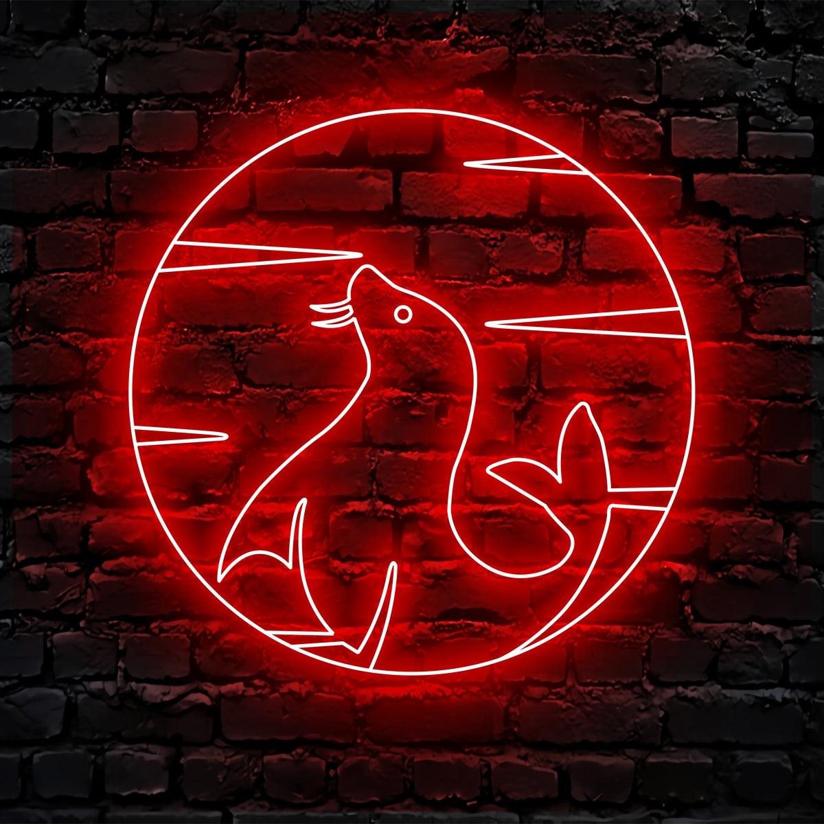 Seals On The Moon Sea Lion Neon Sign Wall Art LED Light Sunset Pinniped Lover Neon Sign Home Decor Boy Girl Nursery Decoration Birthday Housewarming