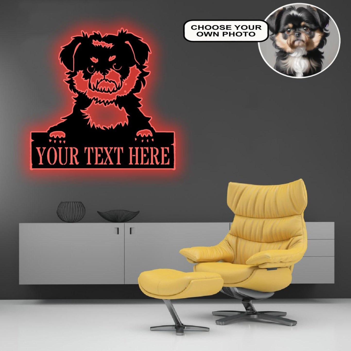 Personalized Affenpinscher Dog Metal Sign Led Lights Custom Name Photo
