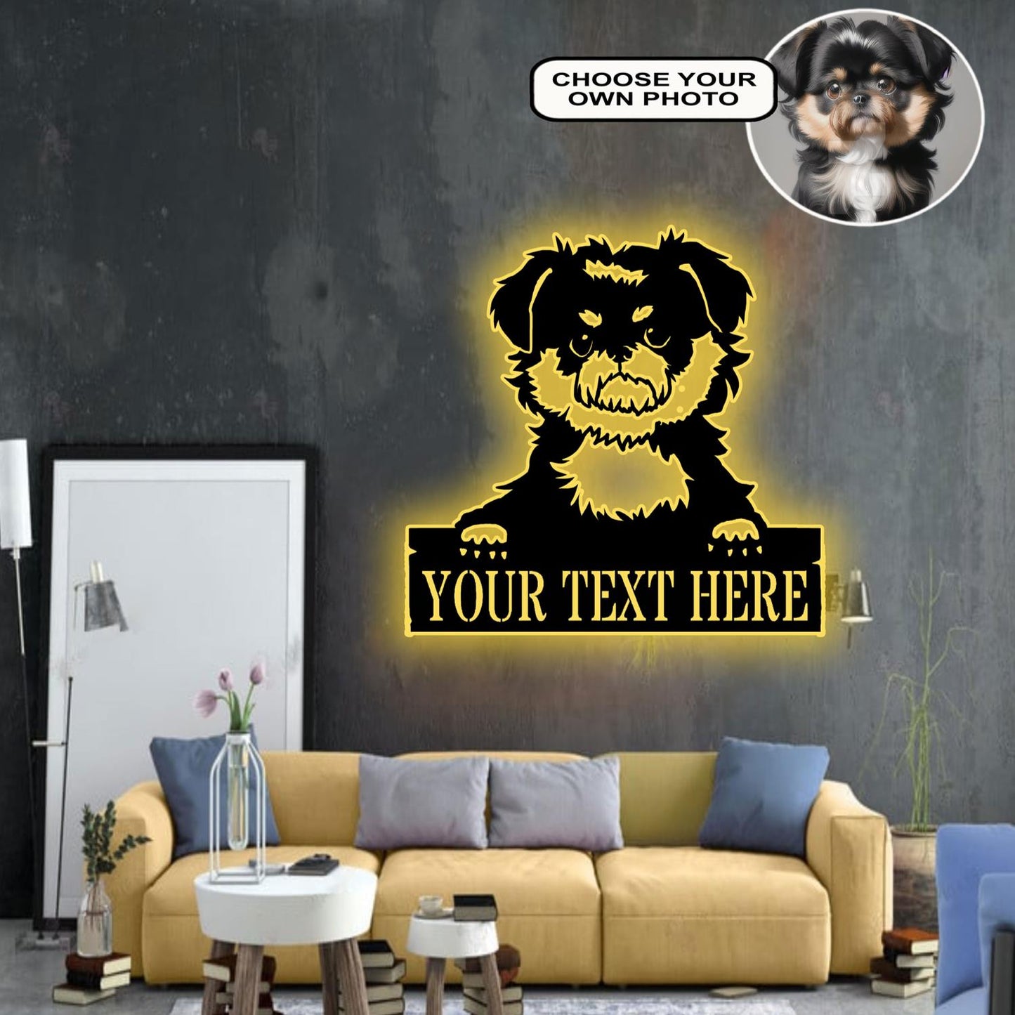 Personalized Affenpinscher Dog Metal Sign Led Lights Custom Name Photo