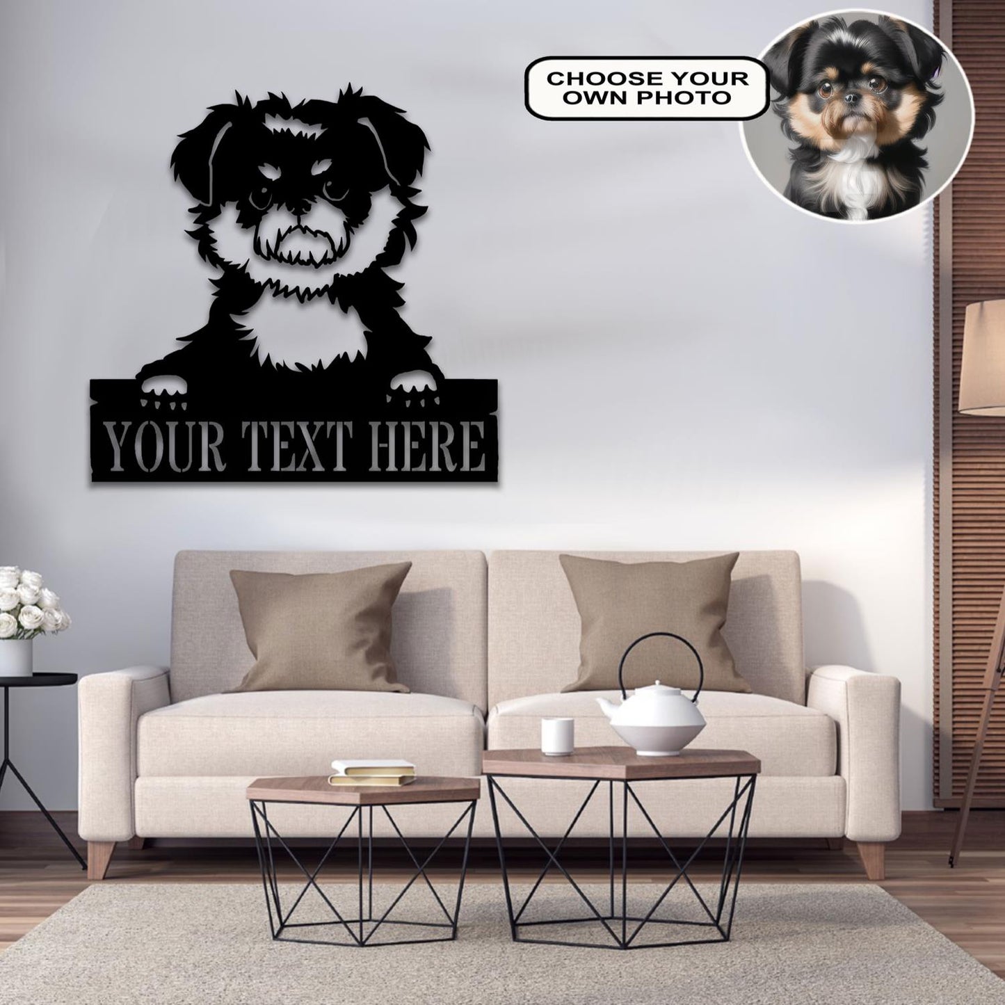 Personalized Affenpinscher Dog Metal Sign Led Lights Custom Name Photo