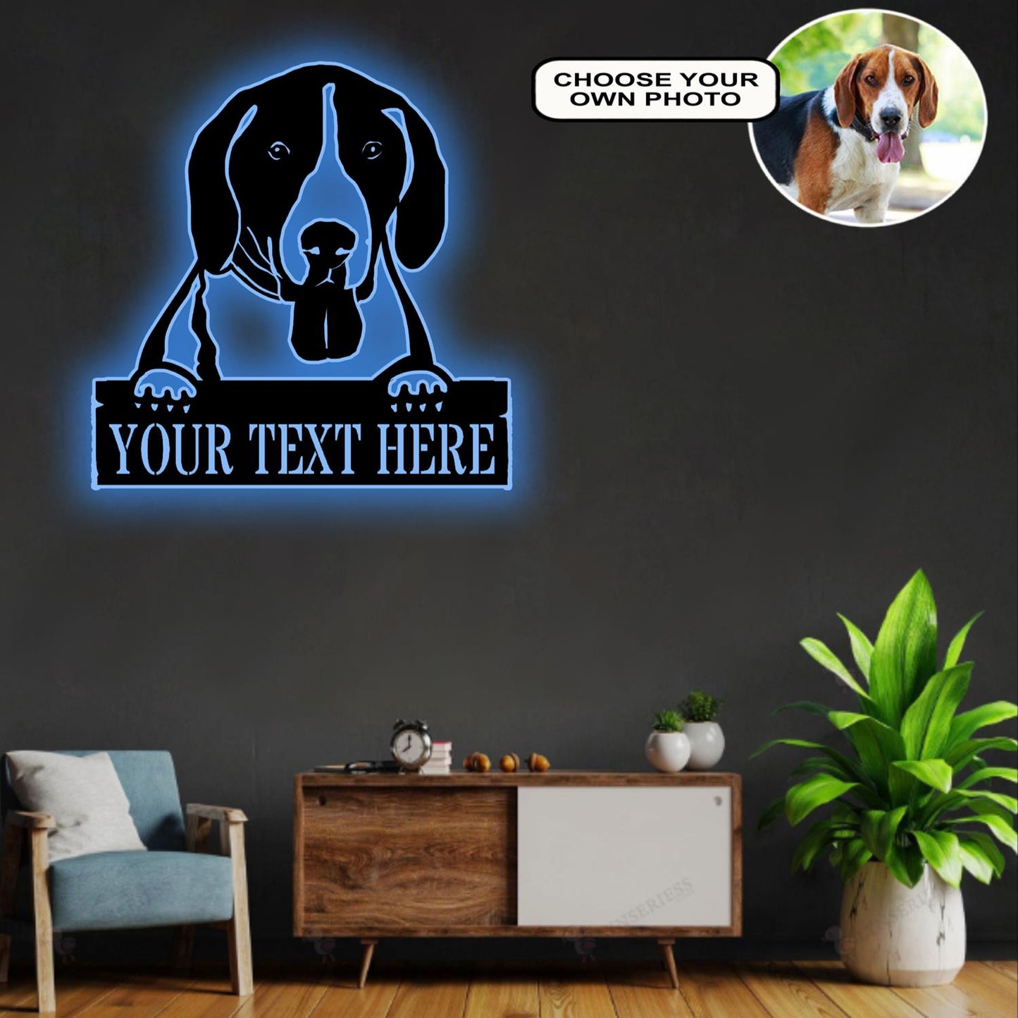 Personalized American eskimo Dog Metal Sign Led Lights Custom Name Photo