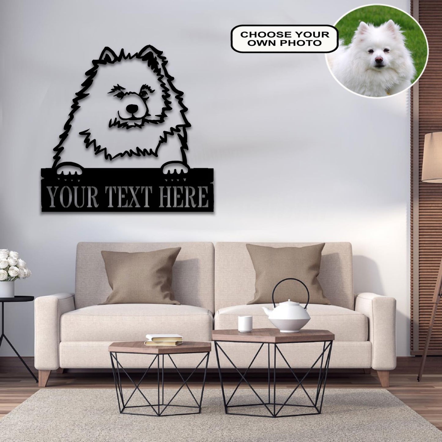 Personalized American eskimos Dog Metal Sign Led Lights Custom Name Photo
