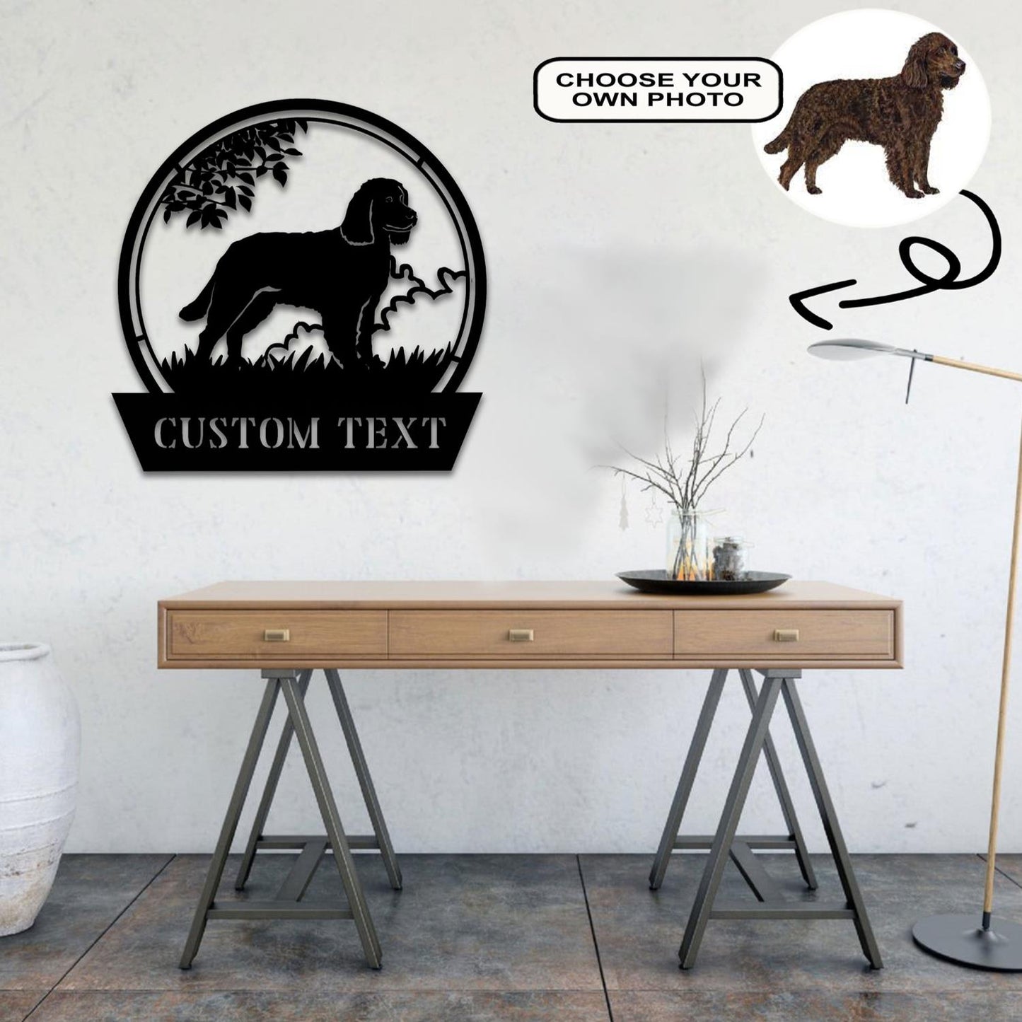 Personalized American water spaniel Dog Metal Sign Led Lights Custom Name Photo