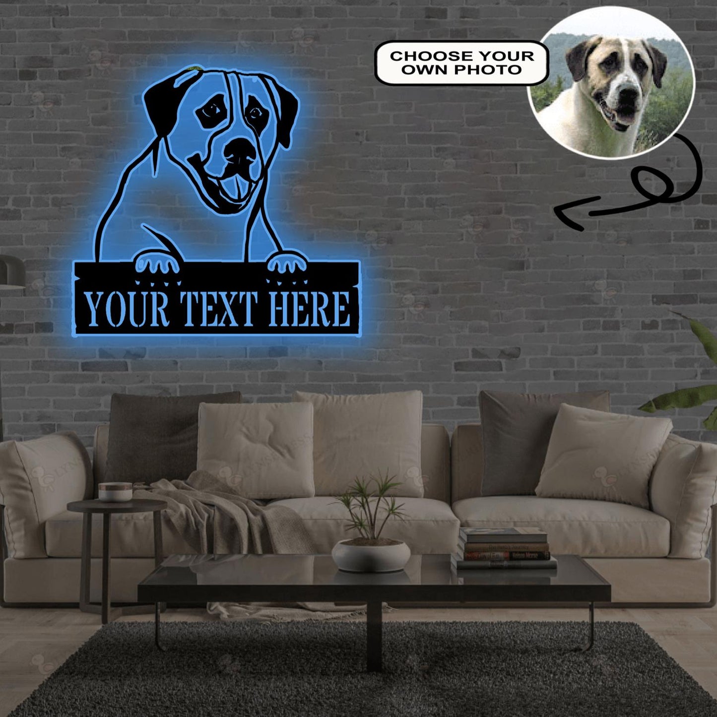 Personalized Anatolian shepherd Dog Metal Sign Led Lights Custom Name Photo