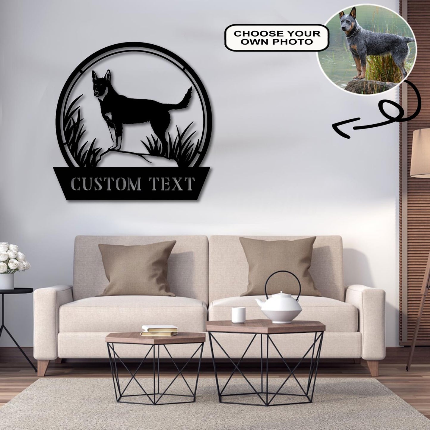 Personalized Australian cattle dog Dog Metal Sign Led Lights Custom Name Photo