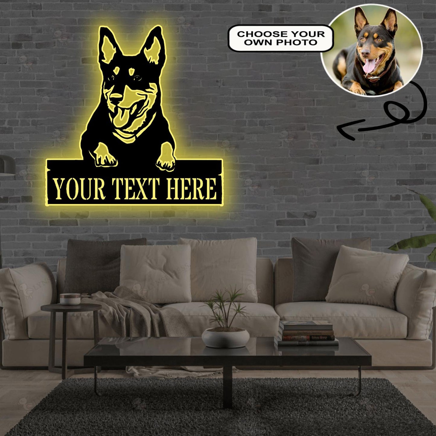 Personalized Australian hound Dog Metal Sign Led Lights Custom Name Photo