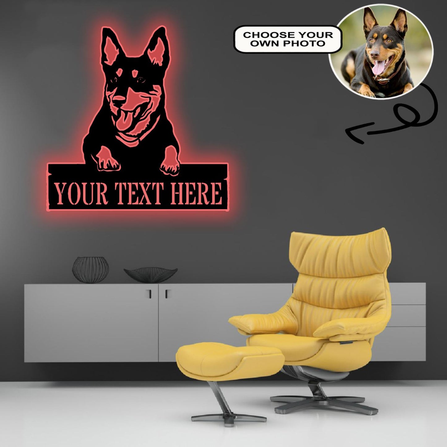 Personalized Australian hound Dog Metal Sign Led Lights Custom Name Photo