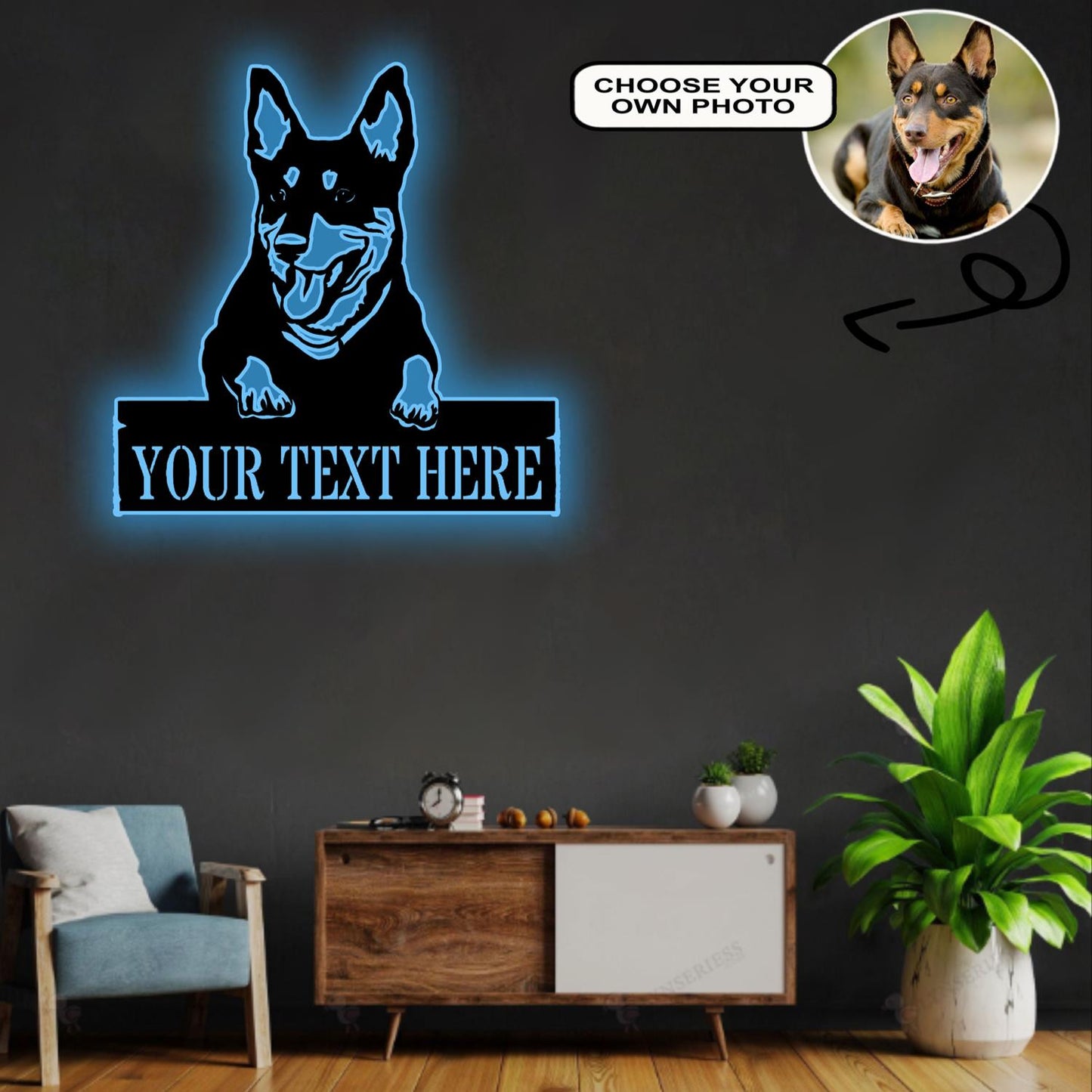 Personalized Australian hound Dog Metal Sign Led Lights Custom Name Photo