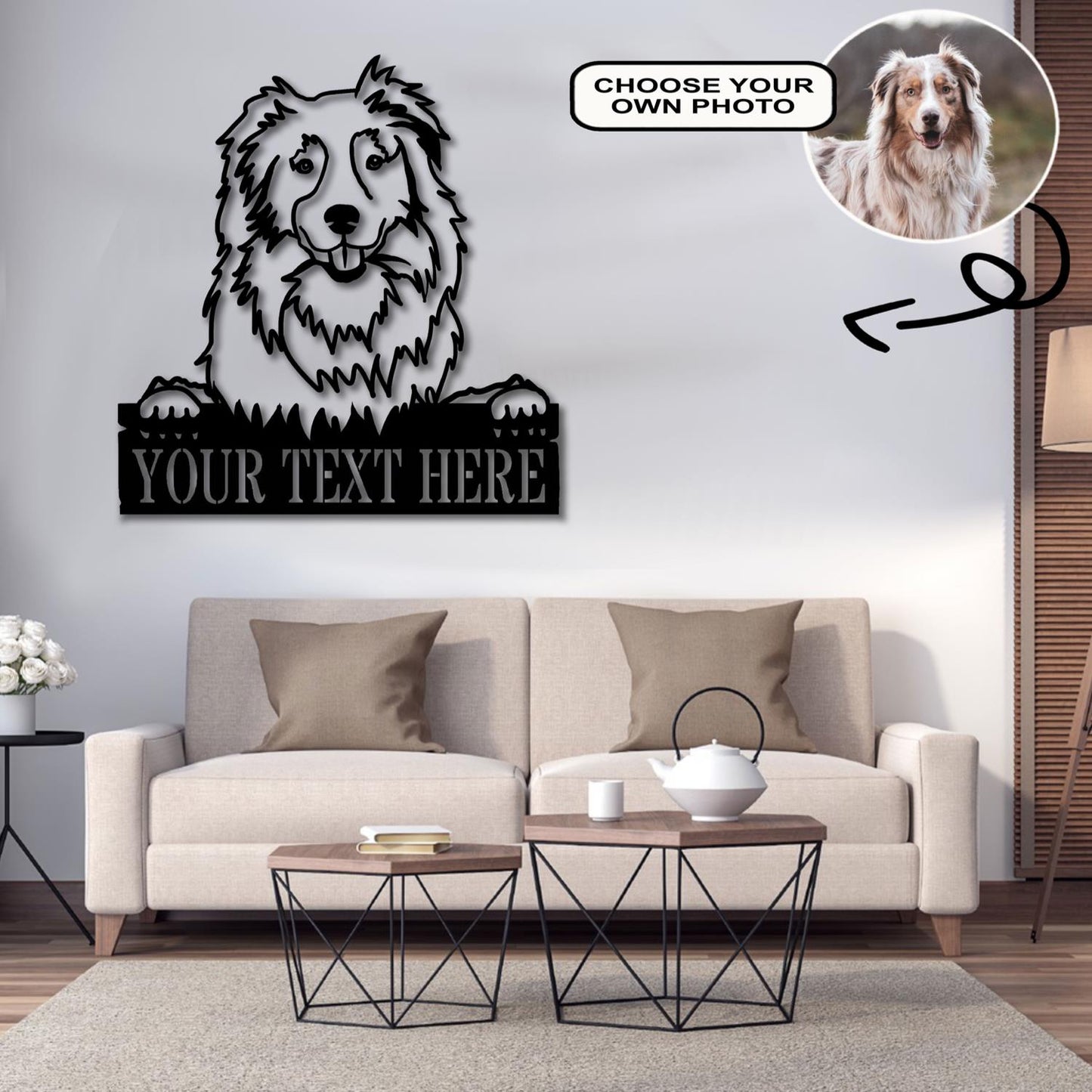 Personalized Australian shepherd Dog Metal Sign Led Lights Custom Name Photo