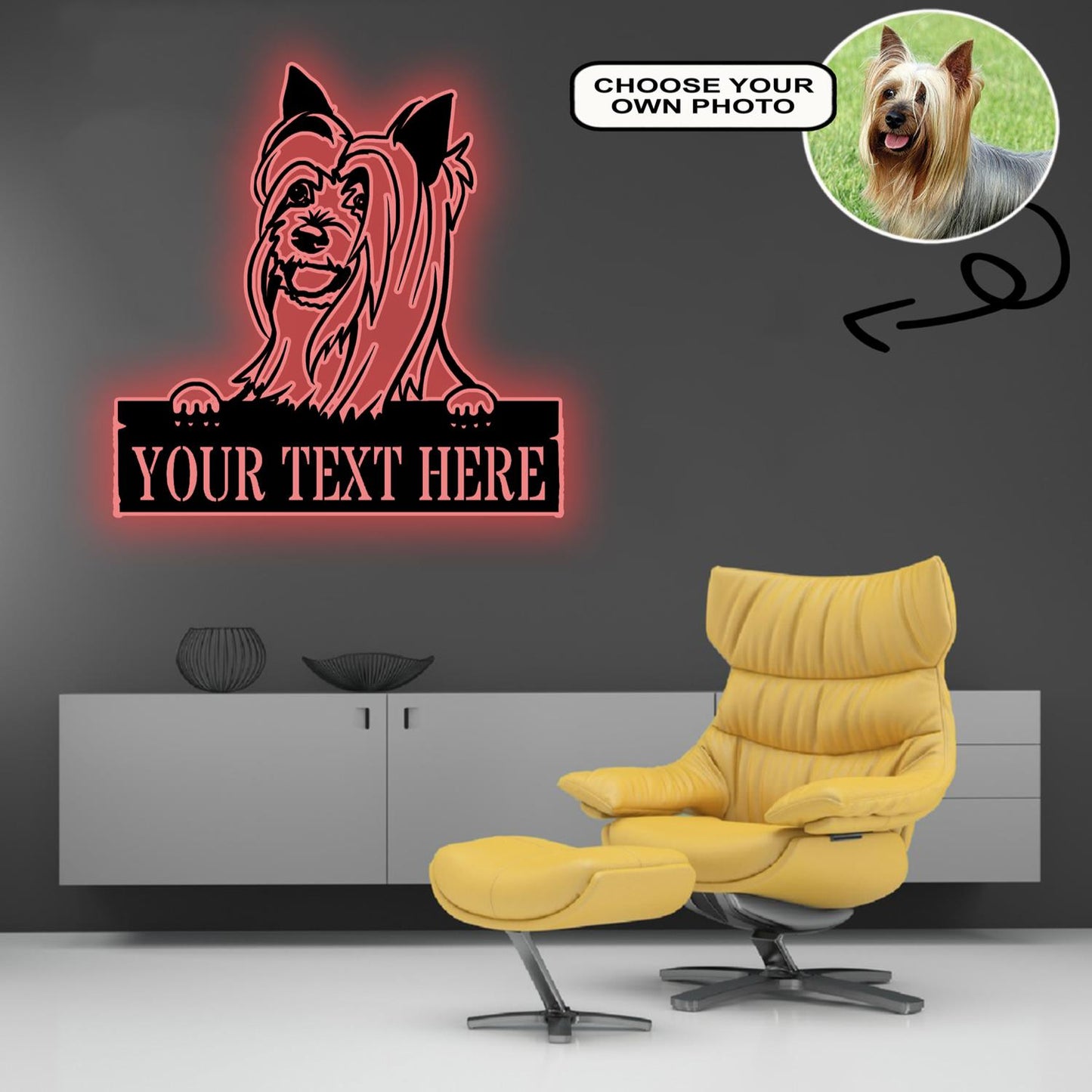 Personalized Australian silky terrier Dog Metal Sign Led Lights Custom Name Photo