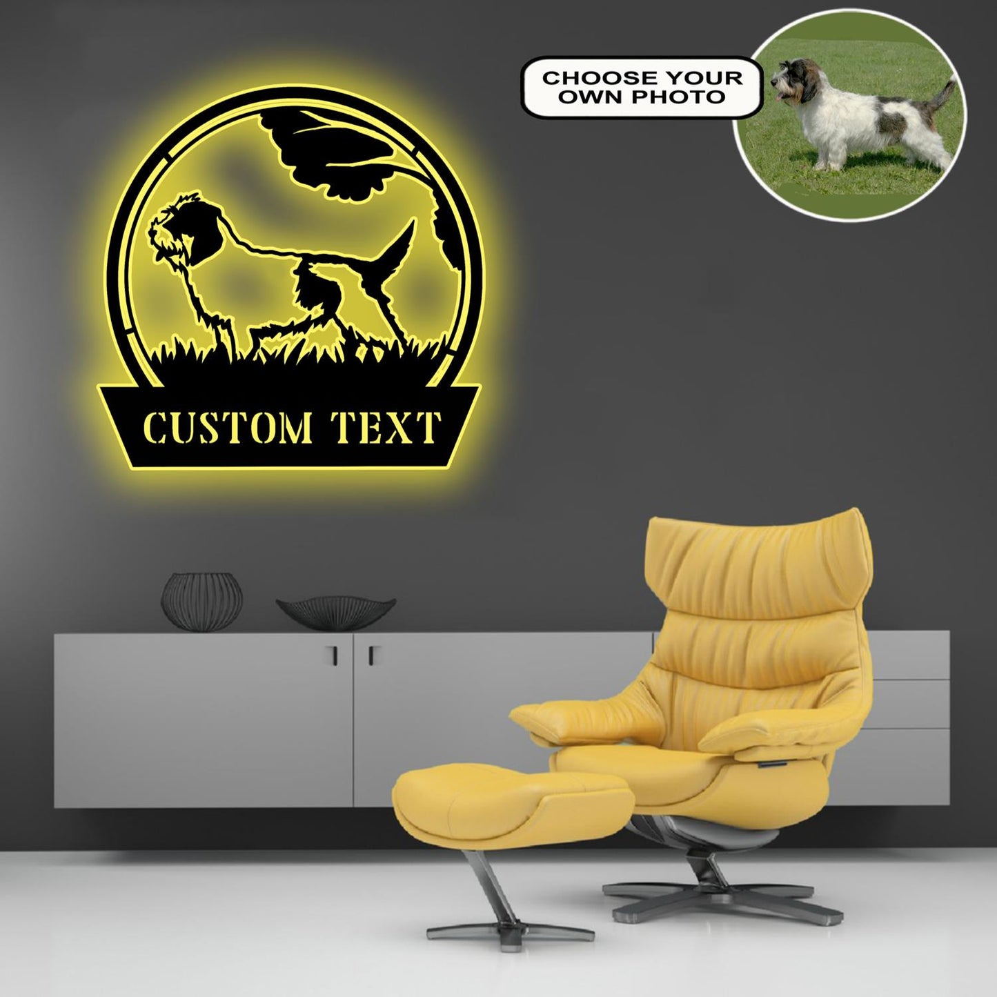 Personalized Basset griffon vend Dog Metal Sign Led Lights Custom Name Photo