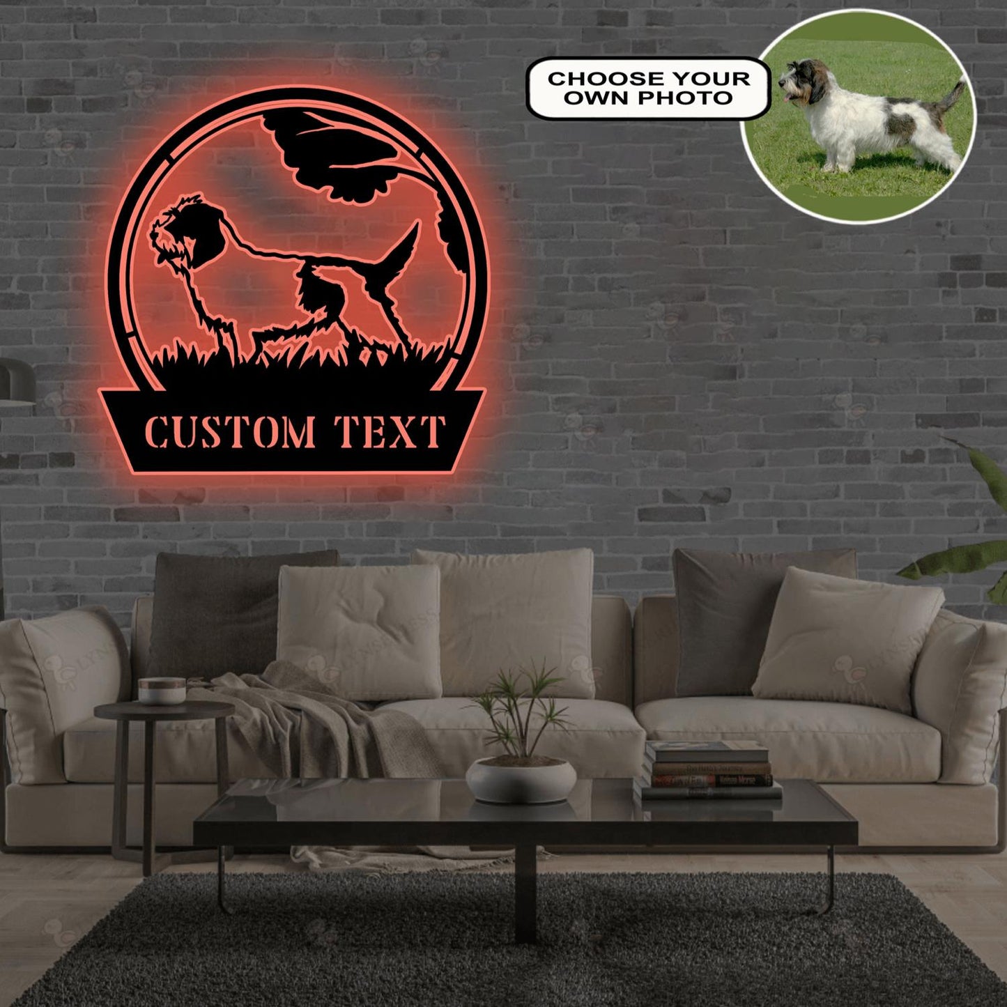 Personalized Basset griffon vend Dog Metal Sign Led Lights Custom Name Photo