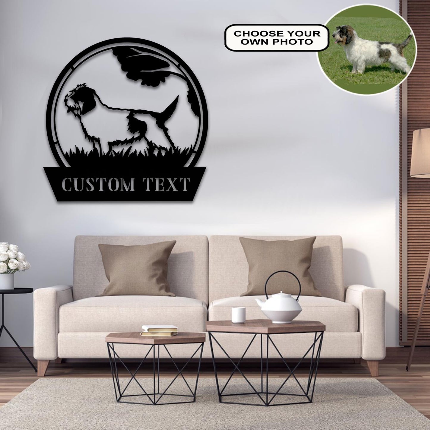 Personalized Basset griffon vend Dog Metal Sign Led Lights Custom Name Photo