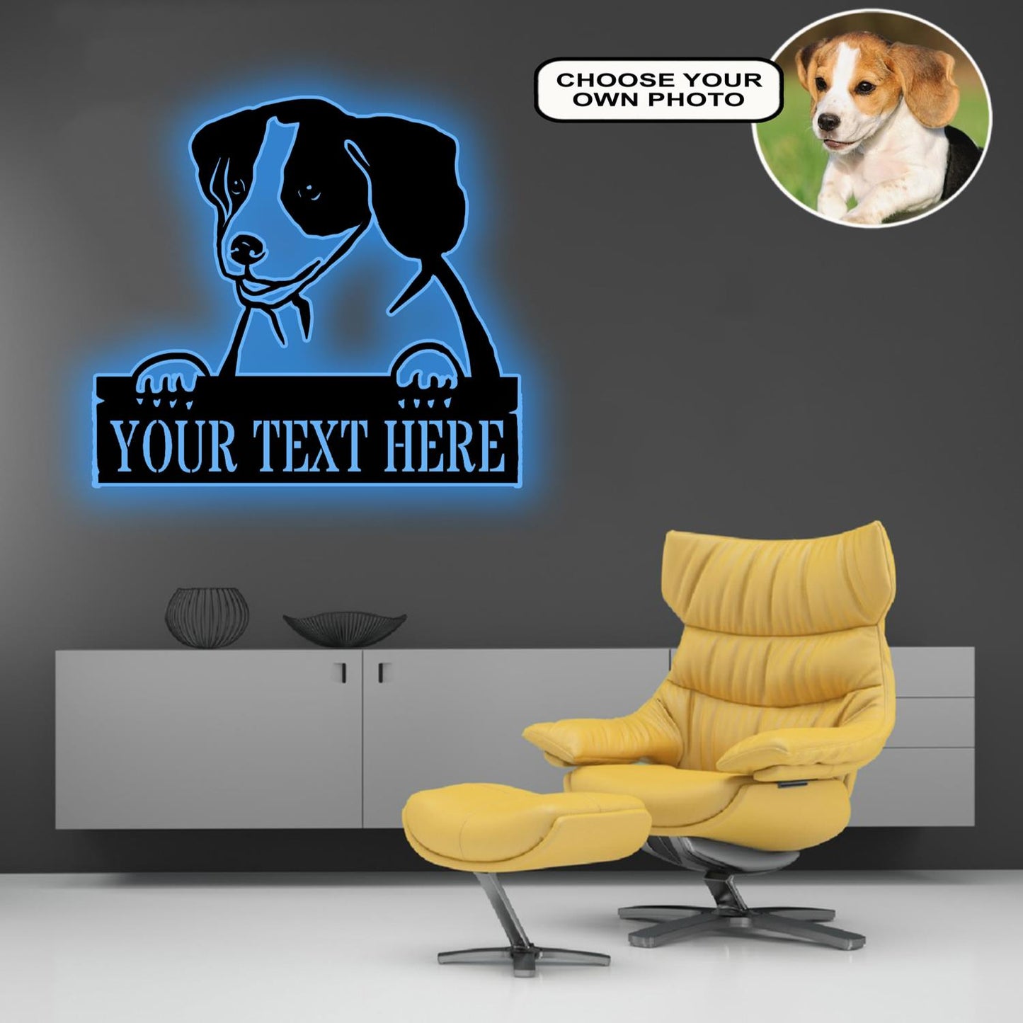 Personalized Beagle Dog Metal Sign Led Lights Custom Name Photo