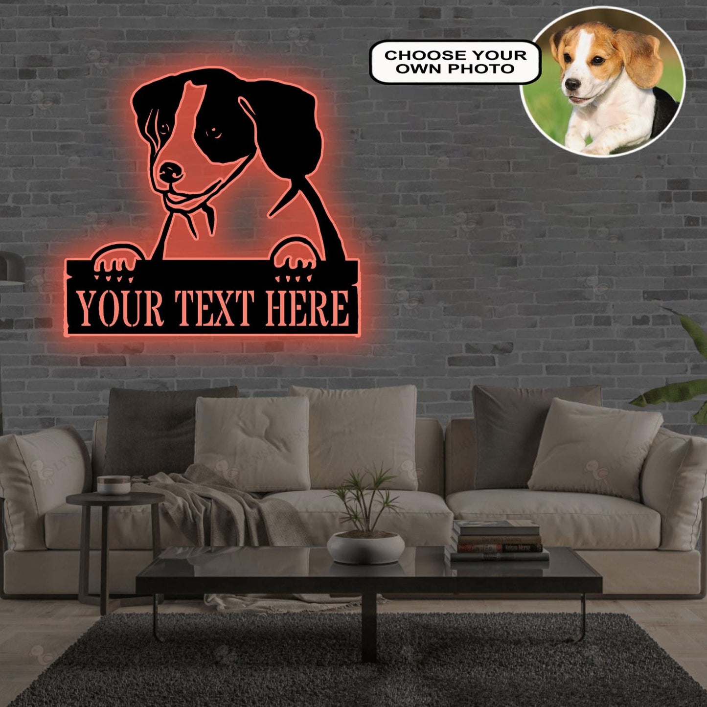 Personalized Beagle Dog Metal Sign Led Lights Custom Name Photo