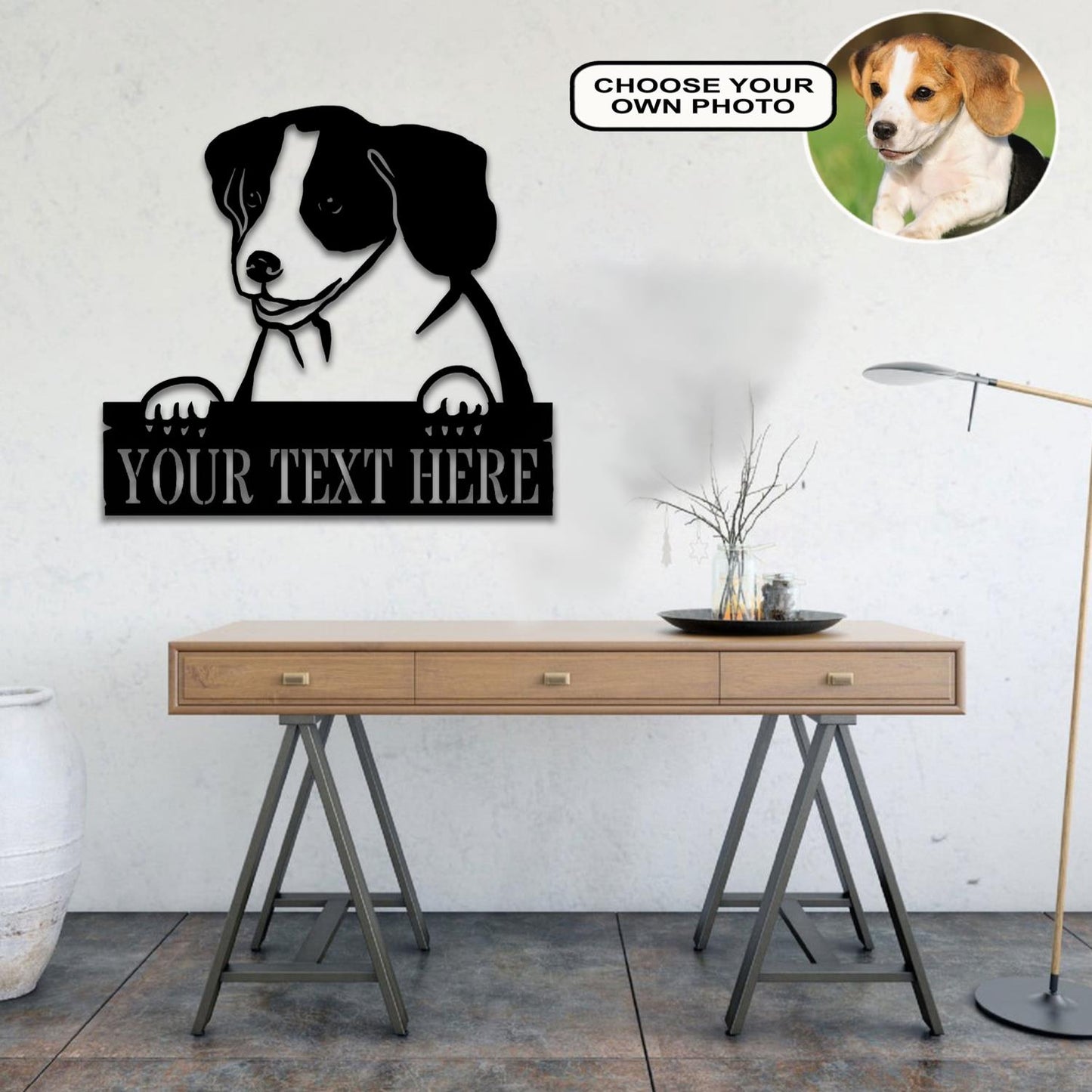 Personalized Beagle Dog Metal Sign Led Lights Custom Name Photo