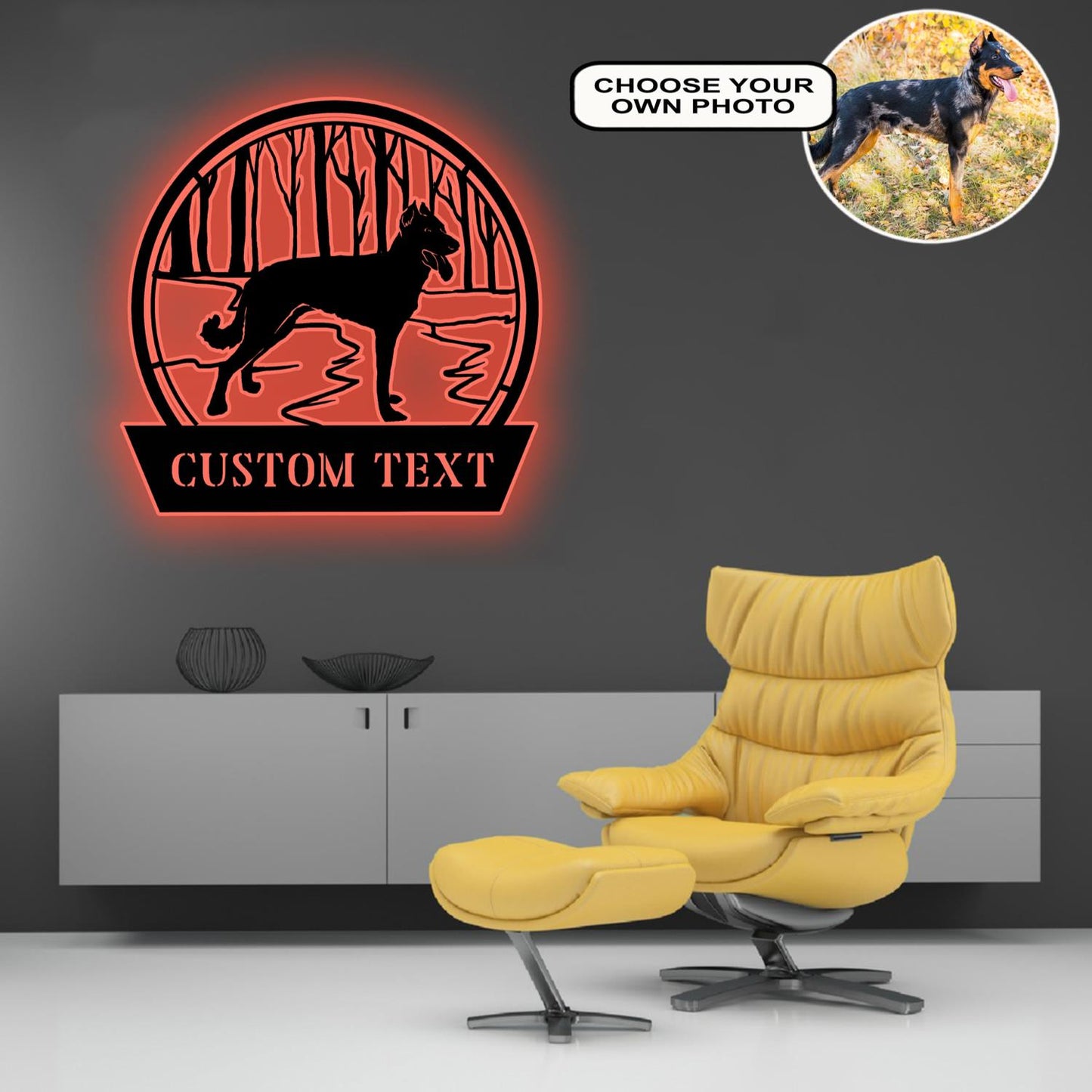 Personalized Beauceron Dog Metal Sign Led Lights Custom Name Photo